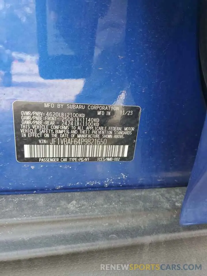 12 Фотография поврежденного автомобиля JF1VBAF64P9821650 SUBARU WRX 2023