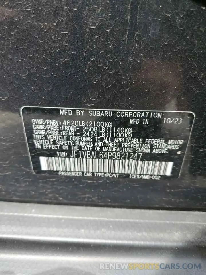 13 Photograph of a damaged car JF1VBAL64P9821247 SUBARU WRX 2023