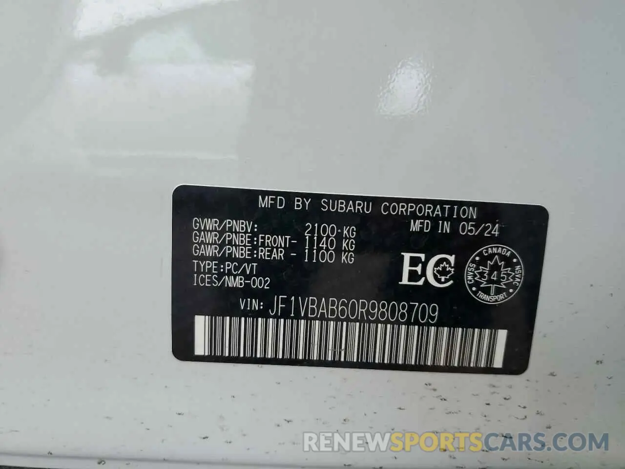 13 Фотография поврежденного автомобиля JF1VBAB60R9808709 SUBARU WRX 2024