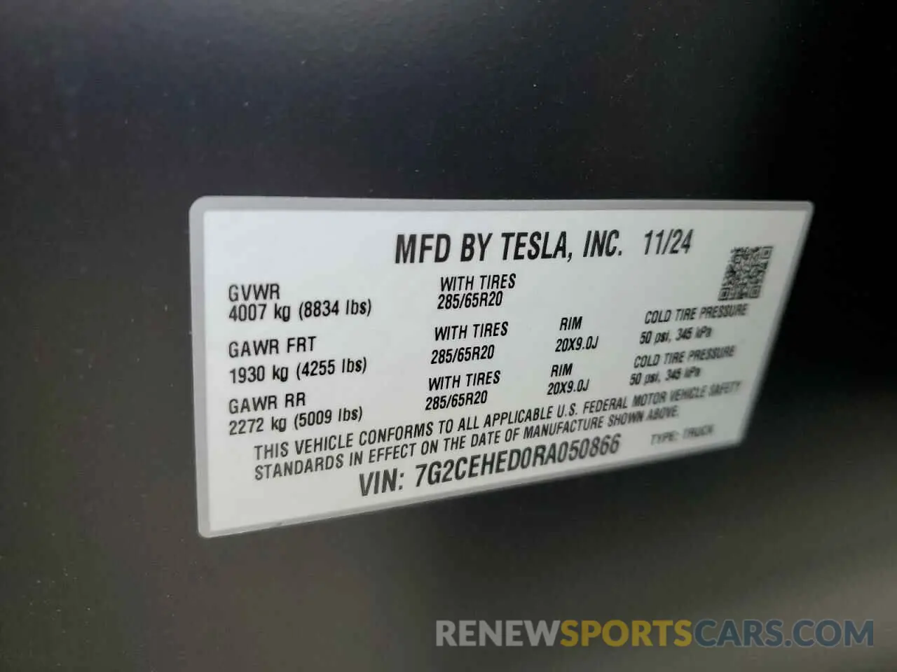 15 Фотография поврежденного автомобиля 7G2CEHED0RA050866 TESLA CYBERTRUCK 2024