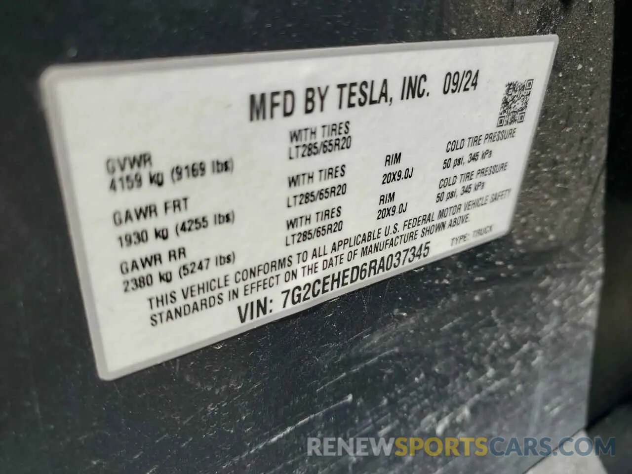 14 Фотография поврежденного автомобиля 7G2CEHED6RA037345 TESLA CYBERTRUCK 2024