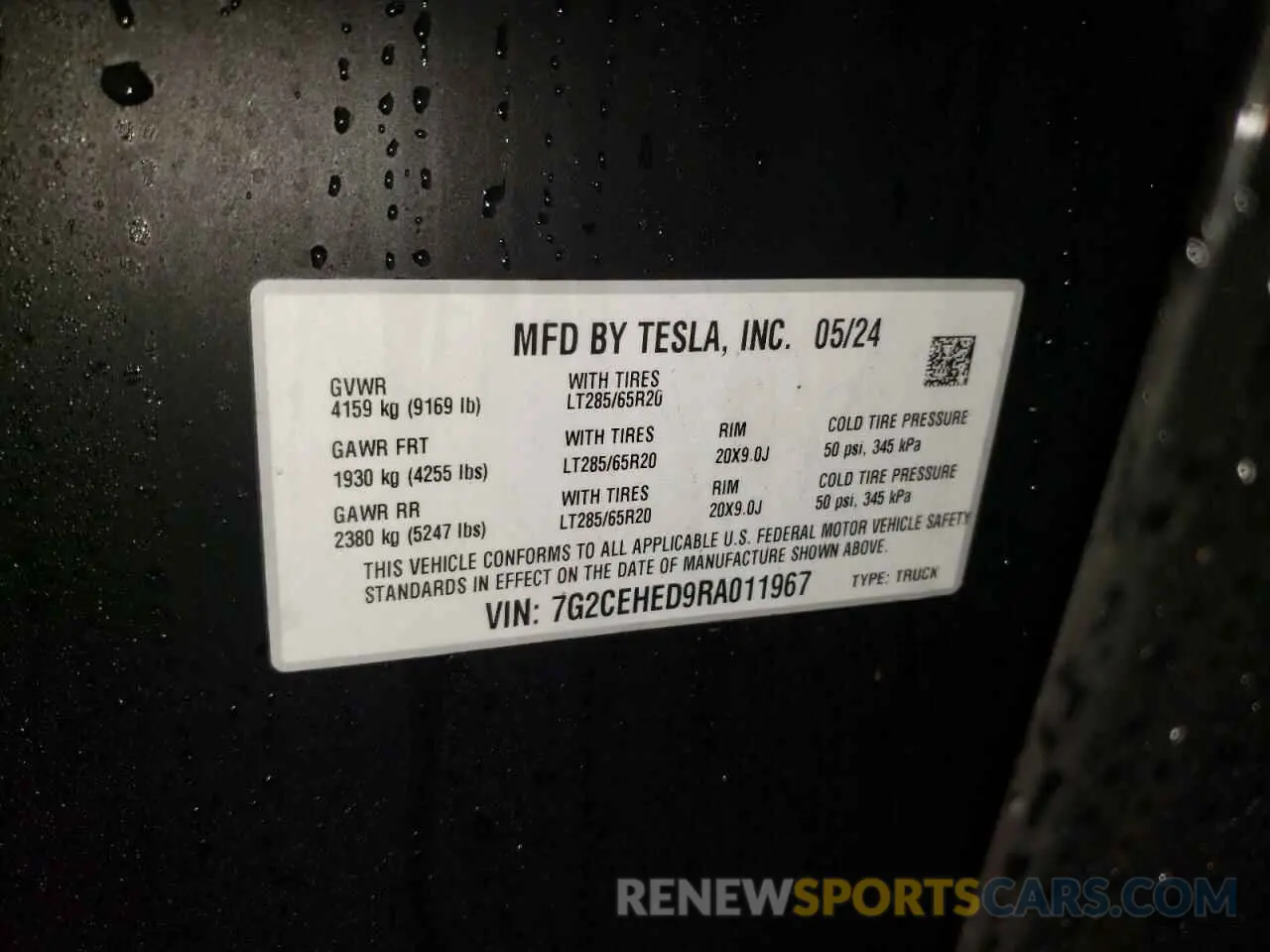 12 Фотография поврежденного автомобиля 7G2CEHED9RA011967 TESLA CYBERTRUCK 2024