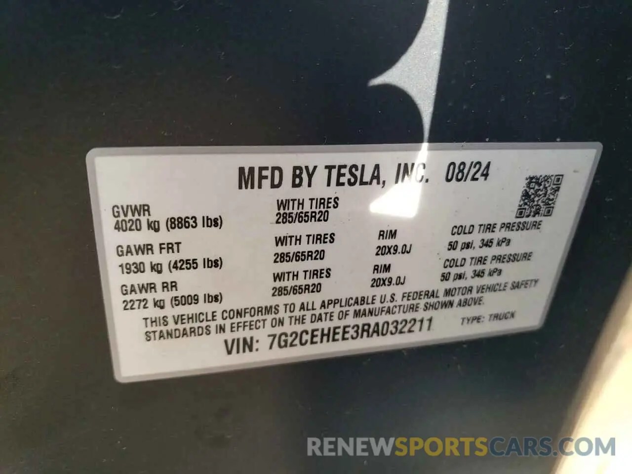 14 Фотография поврежденного автомобиля 7G2CEHEE3RA032211 TESLA CYBERTRUCK 2024