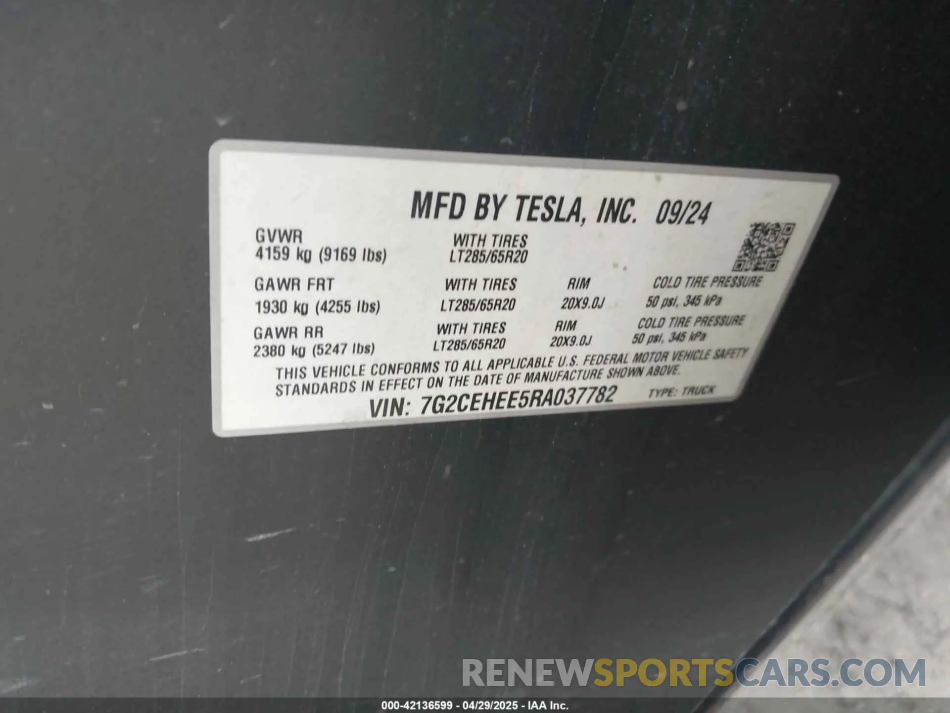 9 Фотография поврежденного автомобиля 7G2CEHEE5RA037782 TESLA CYBERTRUCK 2024