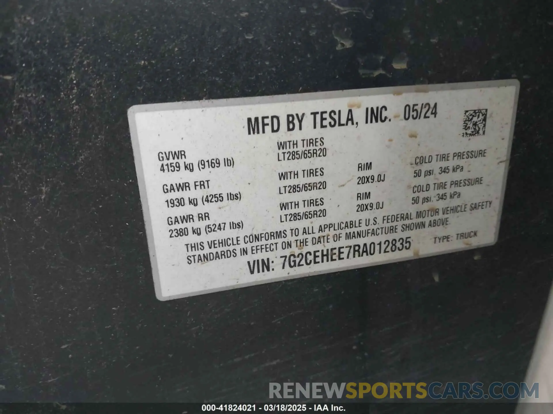 9 Фотография поврежденного автомобиля 7G2CEHEE7RA012835 TESLA CYBERTRUCK 2024