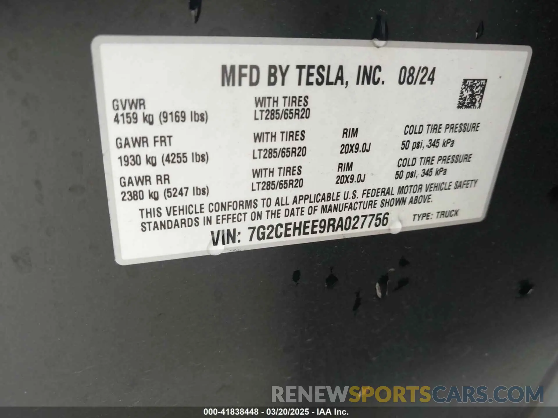 9 Фотография поврежденного автомобиля 7G2CEHEE9RA027756 TESLA CYBERTRUCK 2024