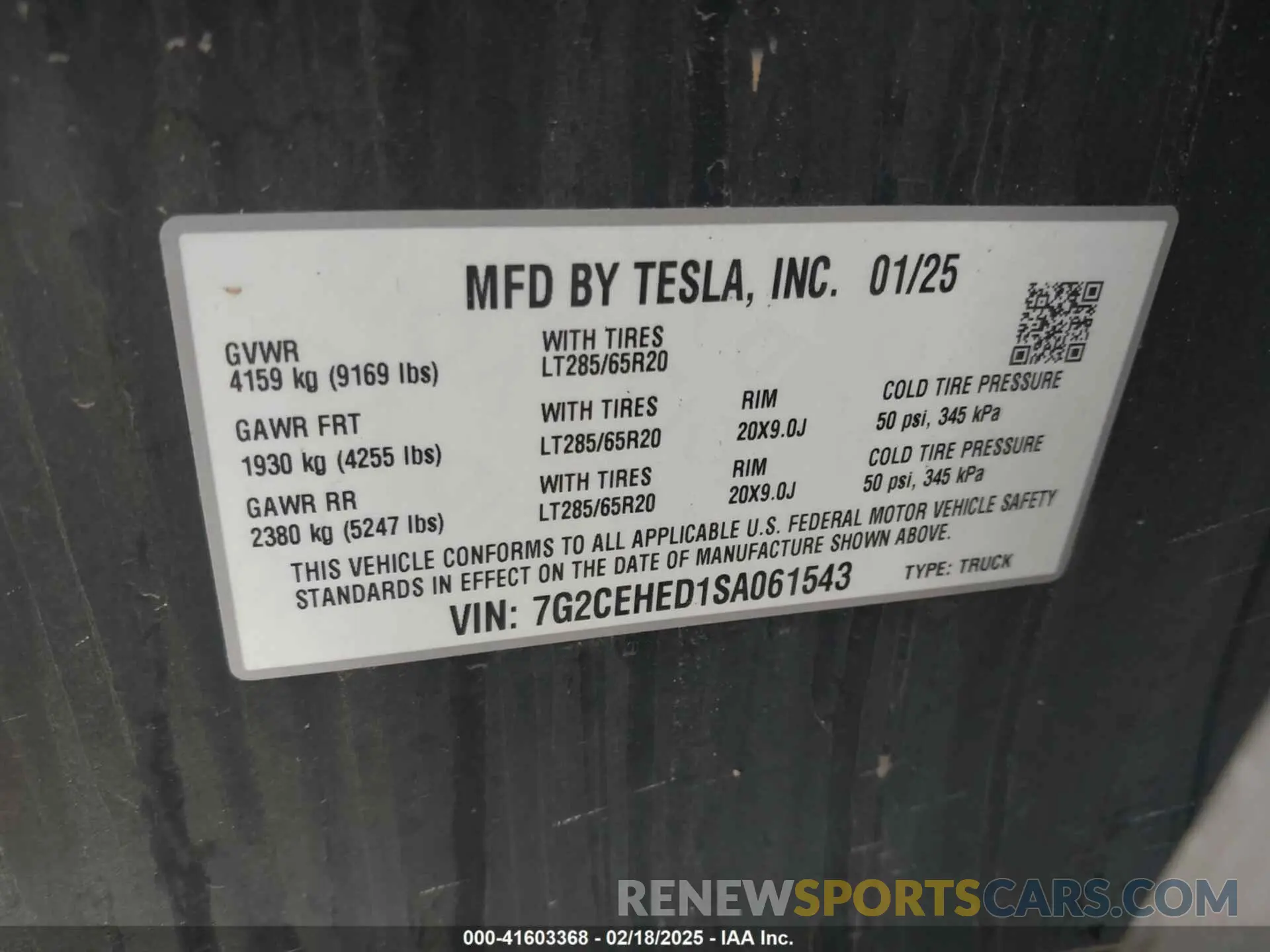 9 Фотография поврежденного автомобиля 7G2CEHED1SA061543 TESLA CYBERTRUCK 2025
