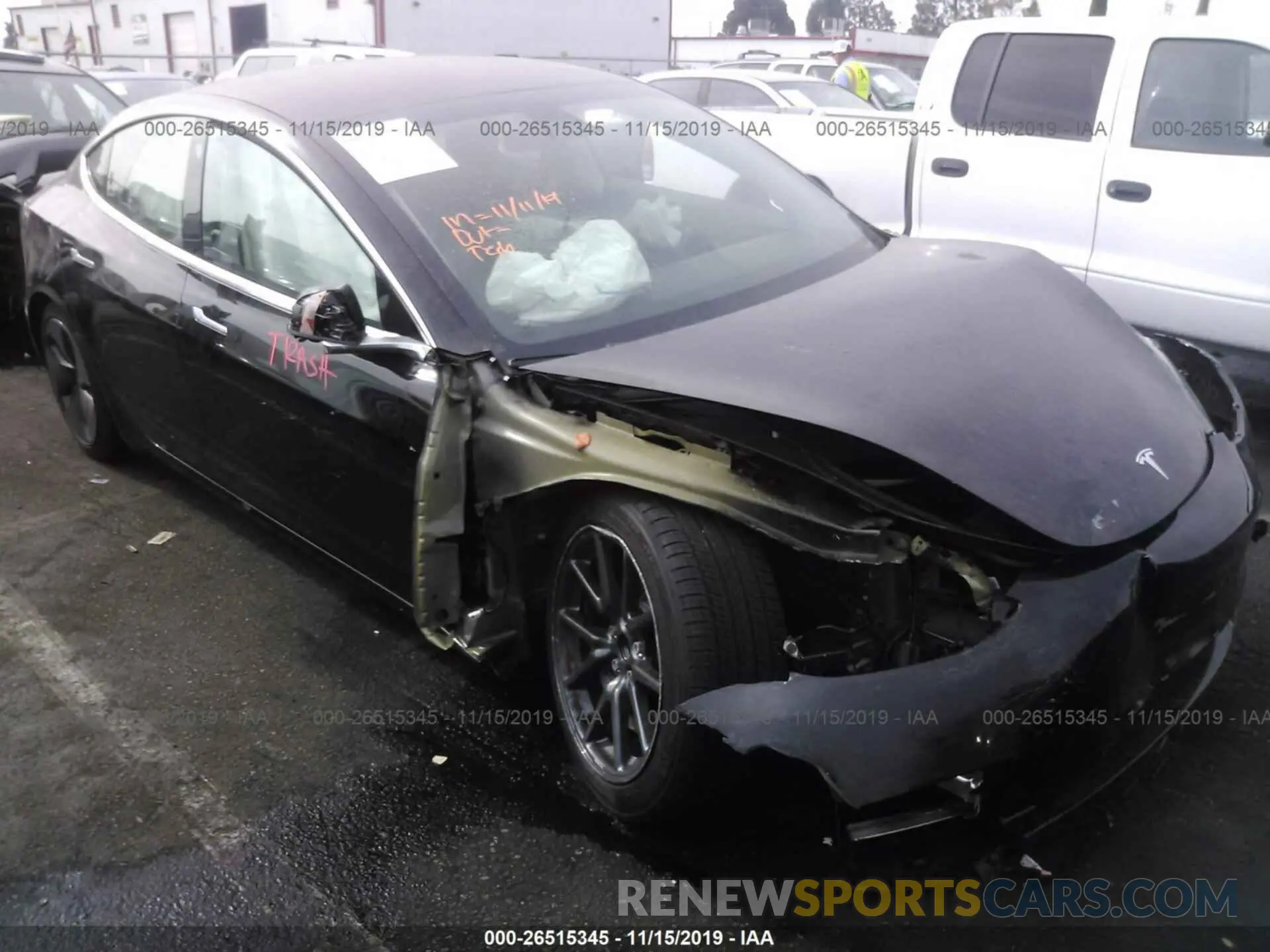 1 Photograph of a damaged car 5YJ3E1EA0KF316864 TESLA MODEL 3 2019