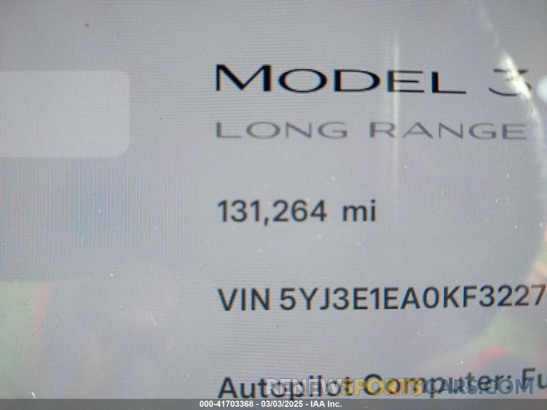 15 Photograph of a damaged car 5YJ3E1EA0KF322776 TESLA MODEL 3 2019