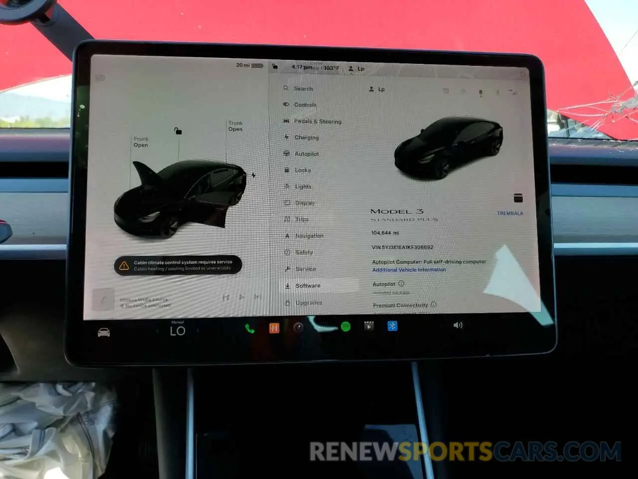 9 Photograph of a damaged car 5YJ3E1EA1KF308692 TESLA MODEL 3 2019
