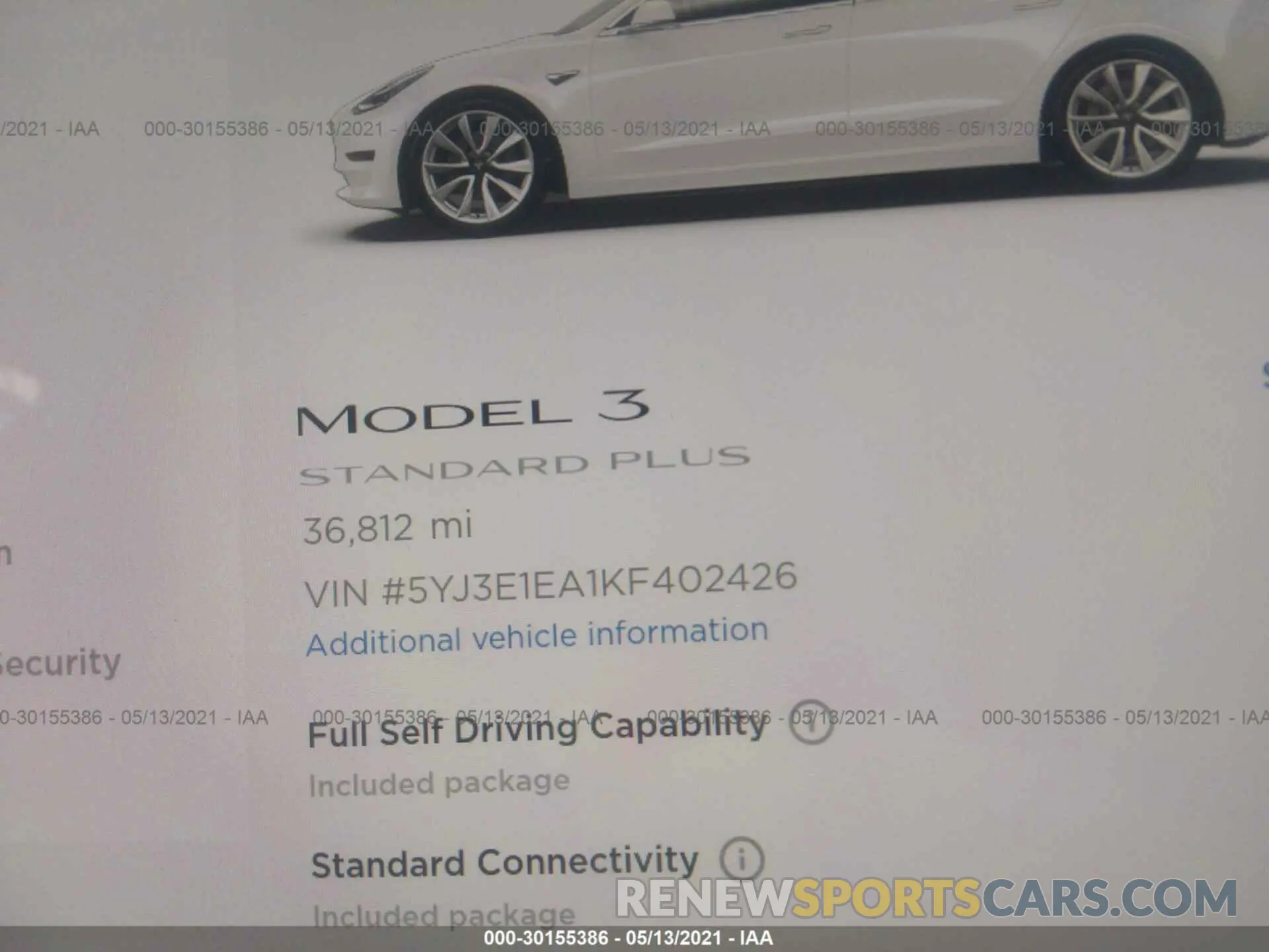 7 Photograph of a damaged car 5YJ3E1EA1KF402426 TESLA MODEL 3 2019