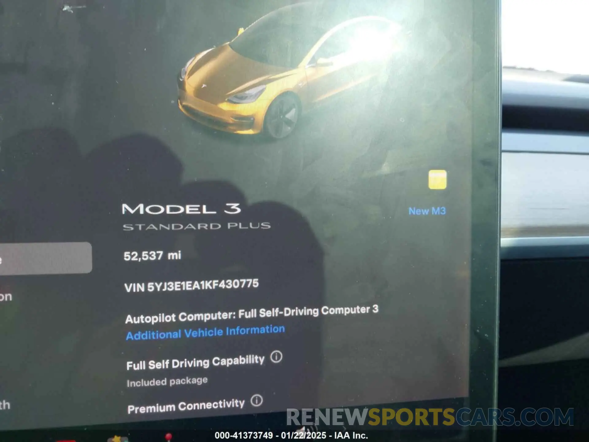 18 Photograph of a damaged car 5YJ3E1EA1KF430775 TESLA MODEL 3 2019