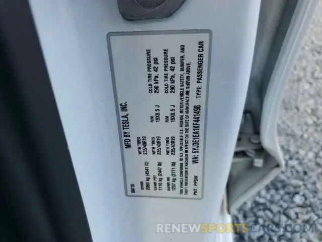 13 Photograph of a damaged car 5YJ3E1EA1KF441498 TESLA MODEL 3 2019