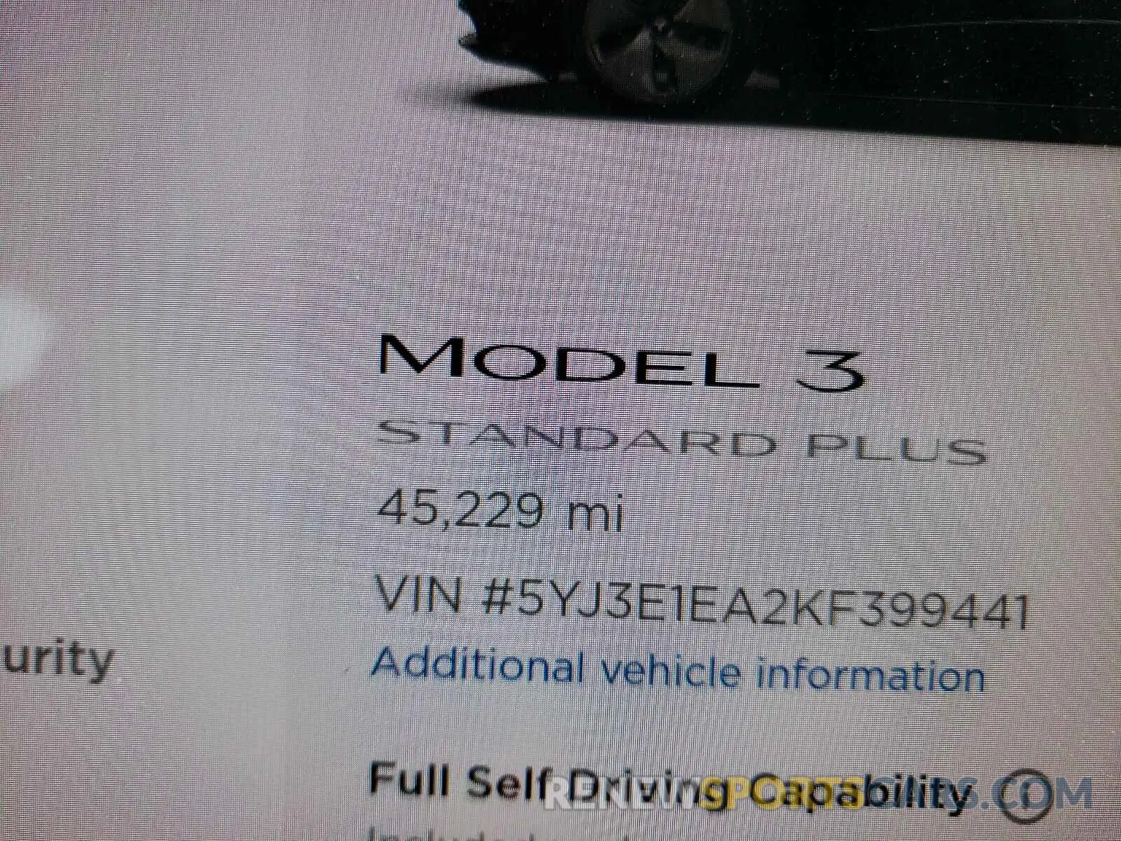 8 Photograph of a damaged car 5YJ3E1EA2KF399441 TESLA MODEL 3 2019