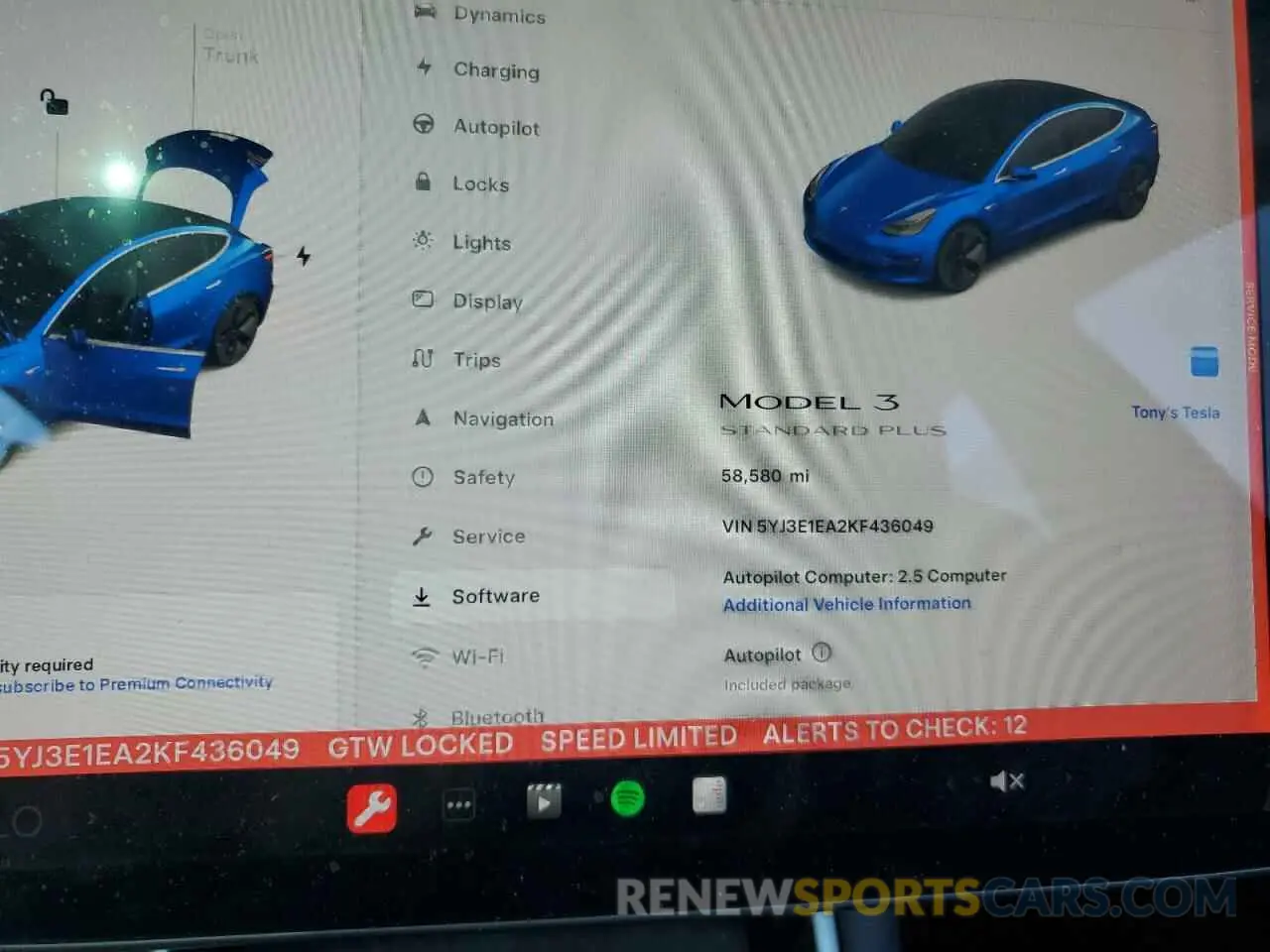 9 Фотография поврежденного автомобиля 5YJ3E1EA2KF436049 TESLA MODEL 3 2019