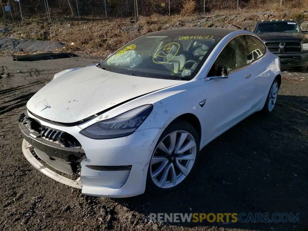 2 Photograph of a damaged car 5YJ3E1EA2KF472629 TESLA MODEL 3 2019
