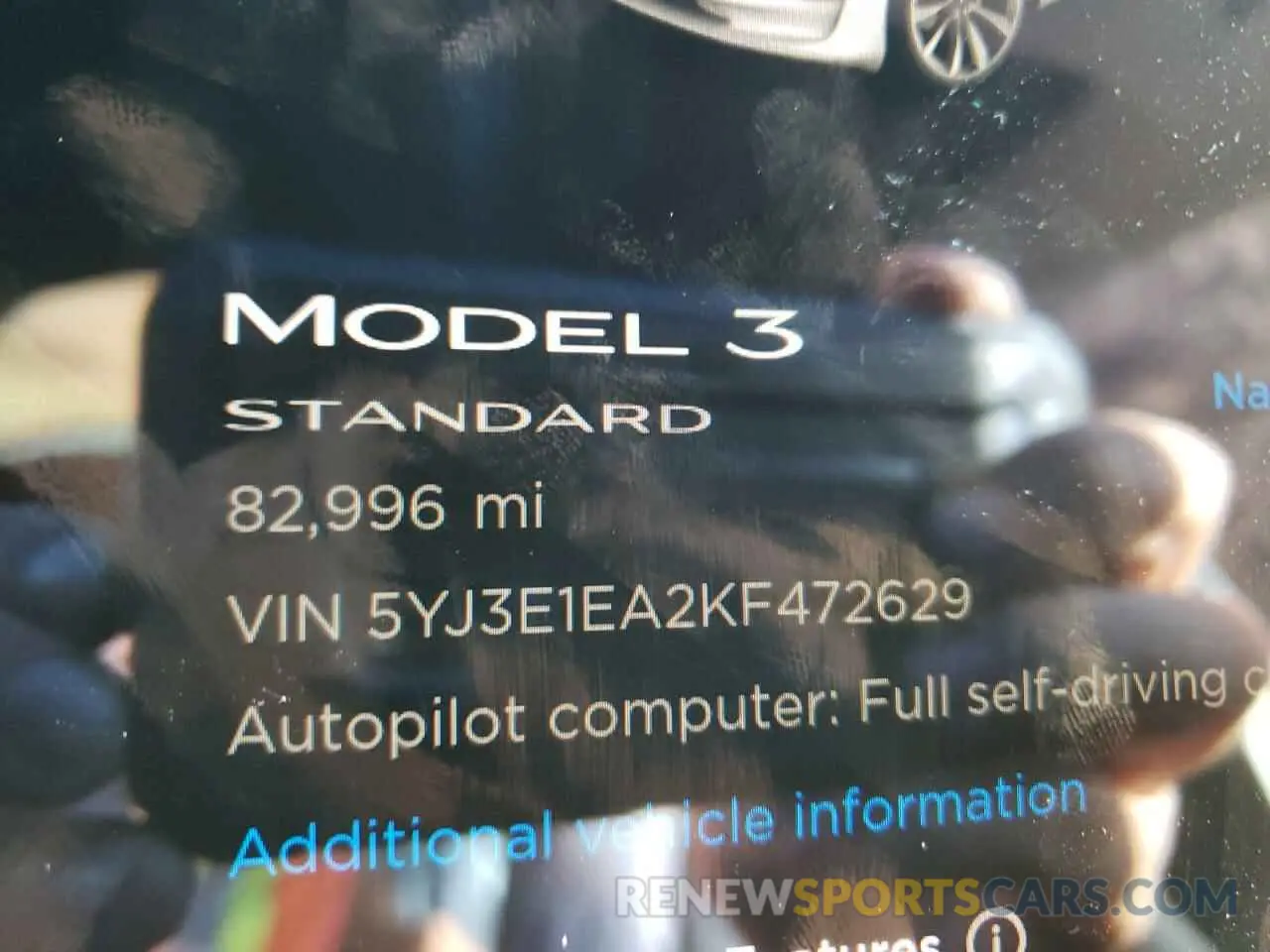 8 Photograph of a damaged car 5YJ3E1EA2KF472629 TESLA MODEL 3 2019