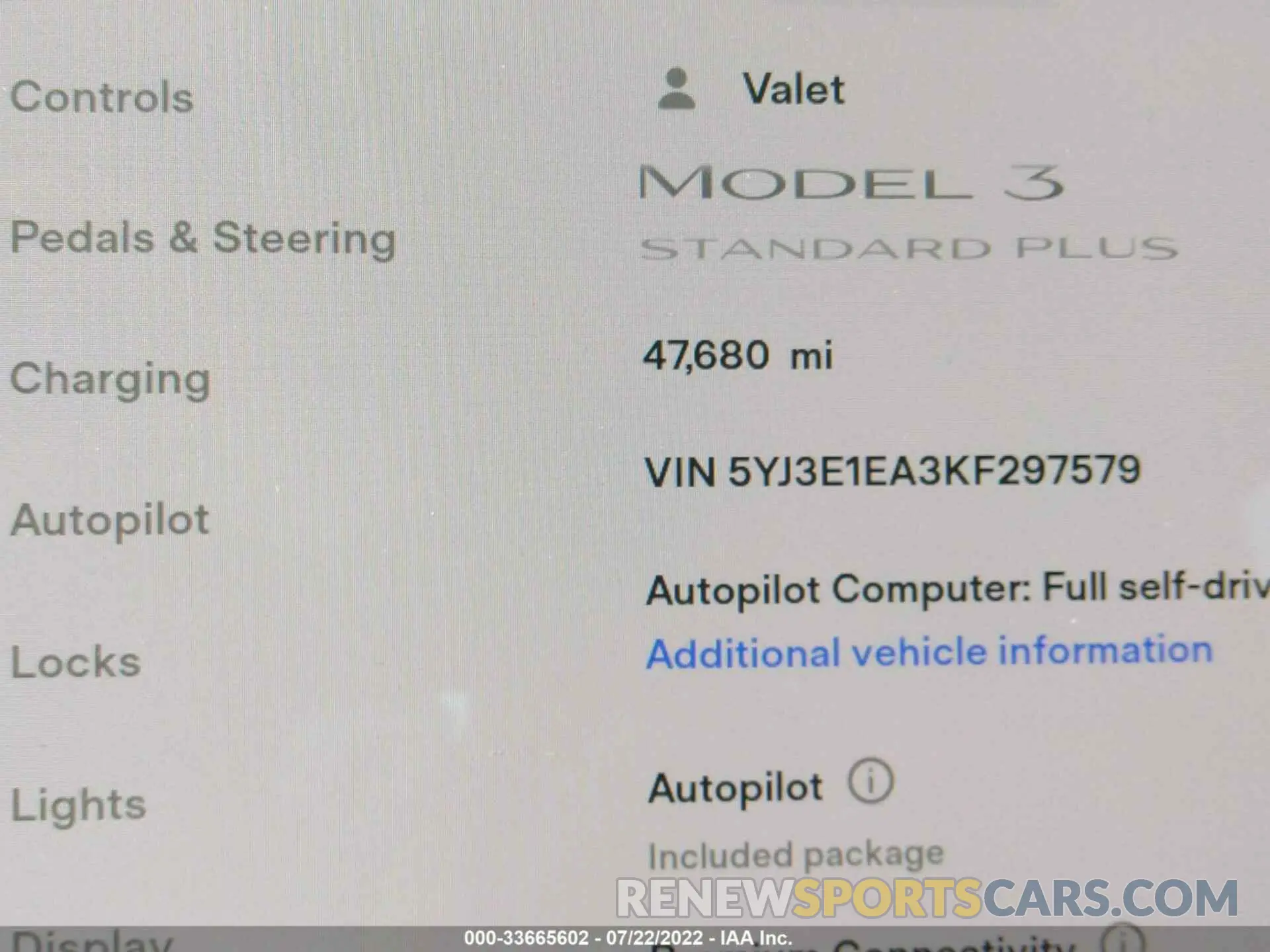 7 Photograph of a damaged car 5YJ3E1EA3KF297579 TESLA MODEL 3 2019