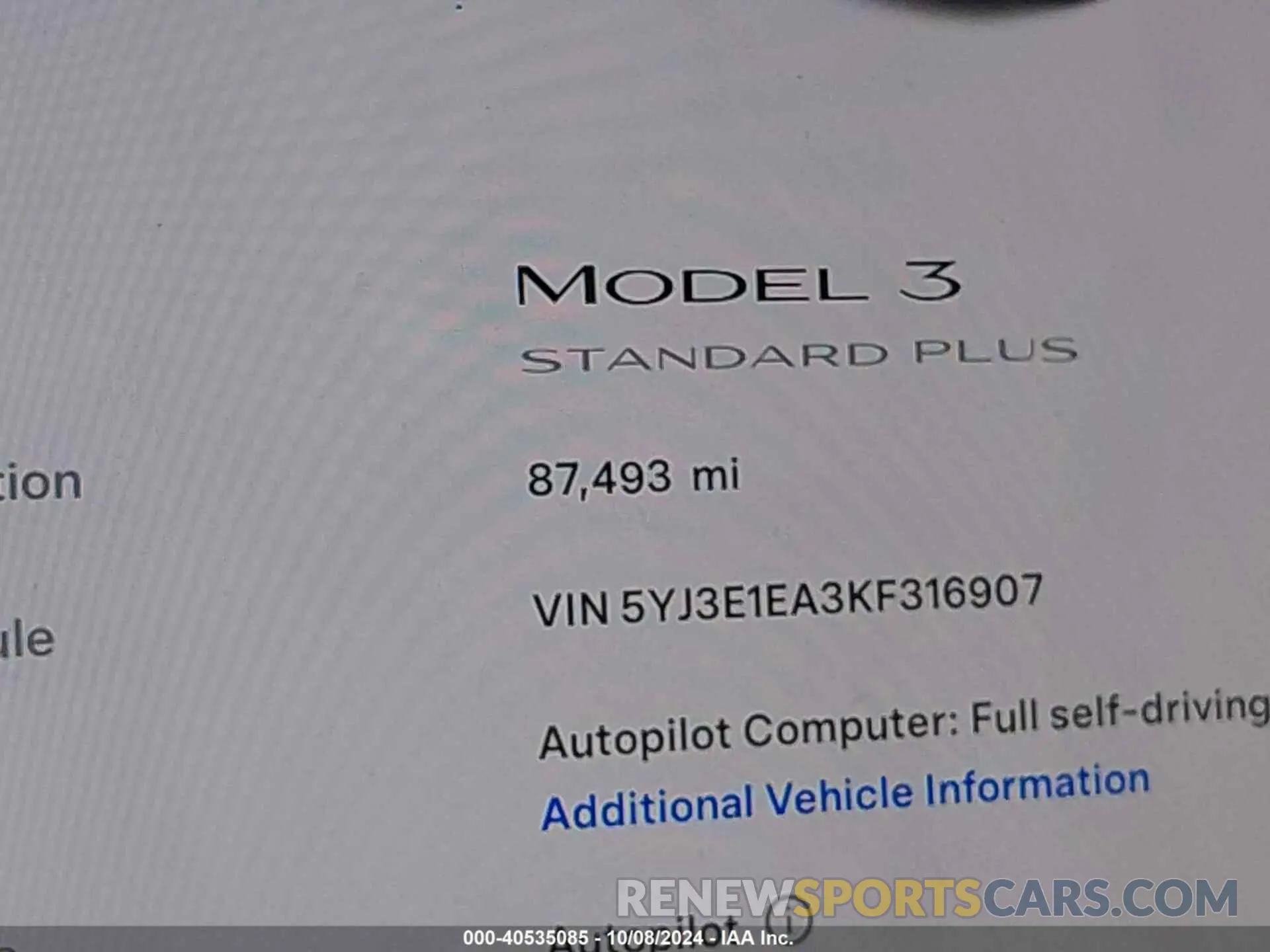 16 Photograph of a damaged car 5YJ3E1EA3KF316907 TESLA MODEL 3 2019