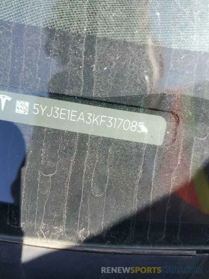 12 Фотография поврежденного автомобиля 5YJ3E1EA3KF317085 TESLA MODEL 3 2019