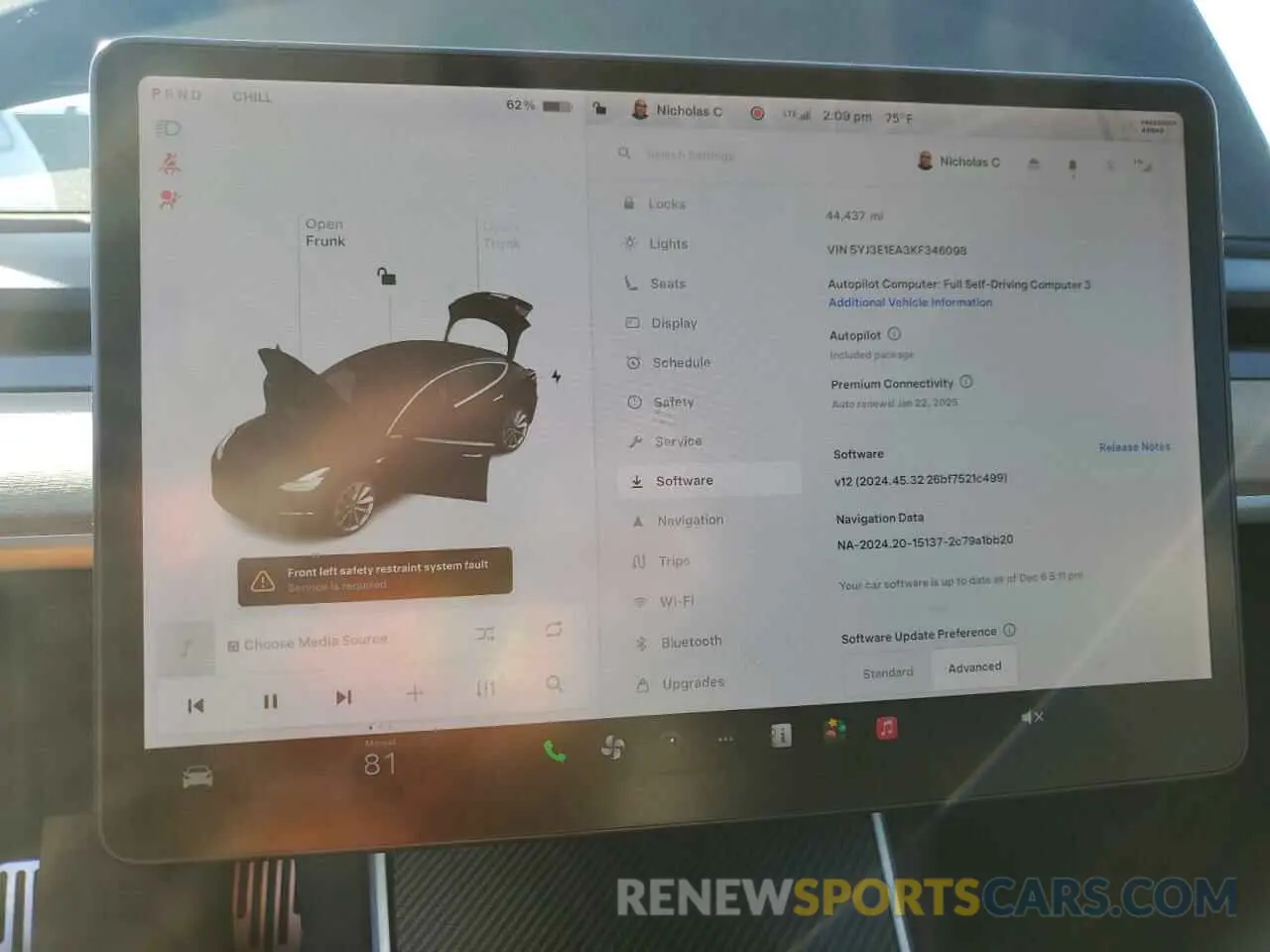 9 Photograph of a damaged car 5YJ3E1EA3KF346098 TESLA MODEL 3 2019