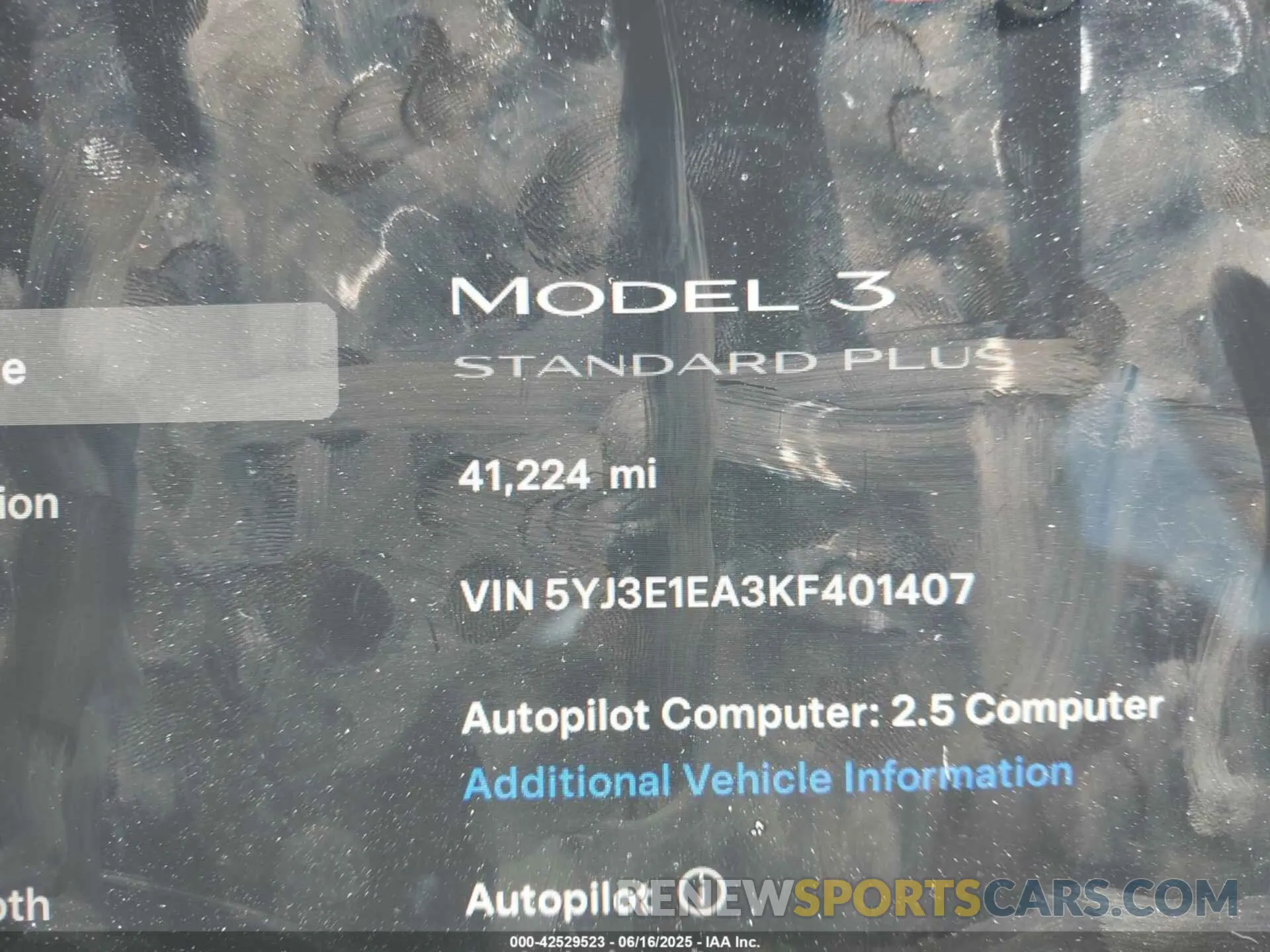 15 Фотография поврежденного автомобиля 5YJ3E1EA3KF401407 TESLA MODEL 3 2019
