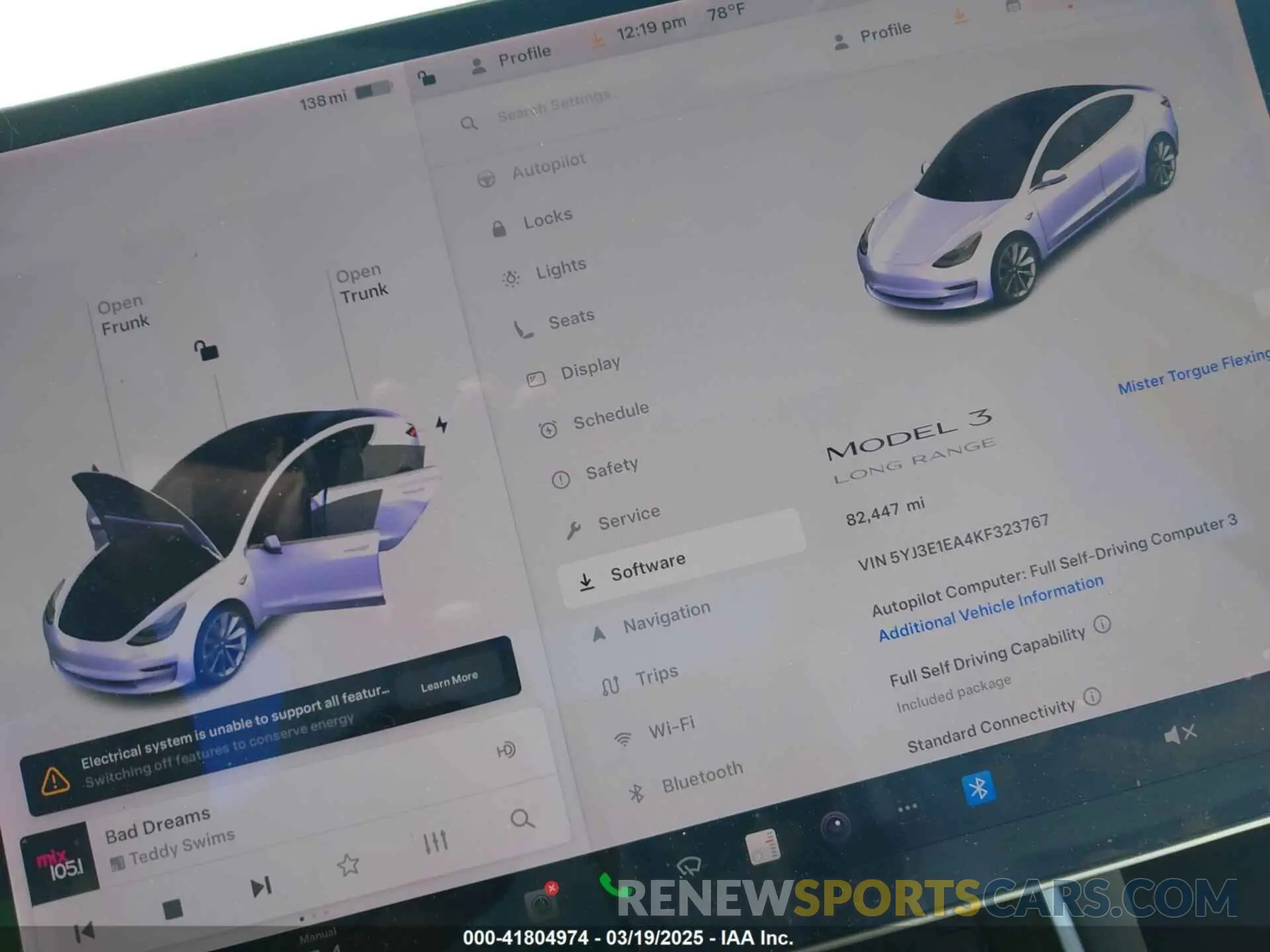 15 Photograph of a damaged car 5YJ3E1EA4KF323767 TESLA MODEL 3 2019