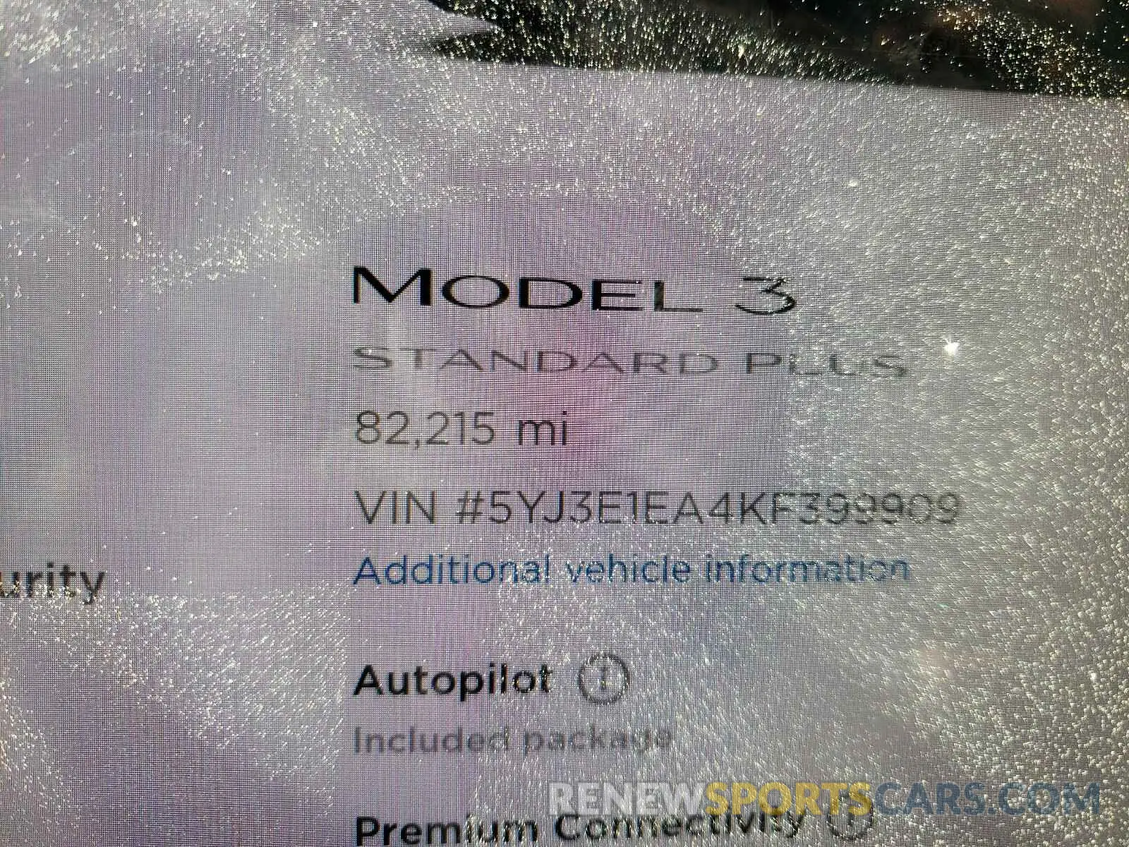 8 Фотография поврежденного автомобиля 5YJ3E1EA4KF399909 TESLA MODEL 3 2019