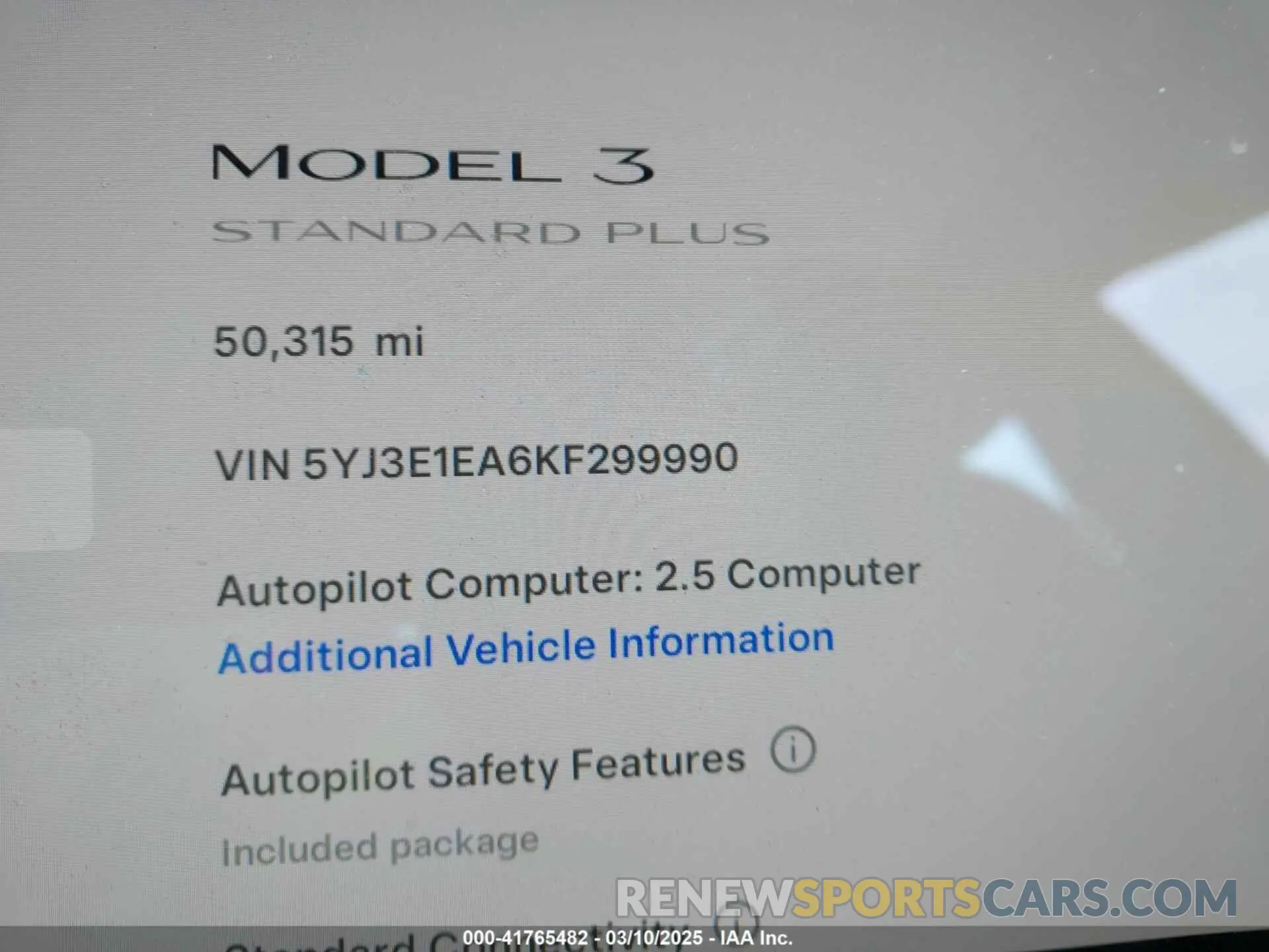 7 Photograph of a damaged car 5YJ3E1EA6KF299990 TESLA MODEL 3 2019