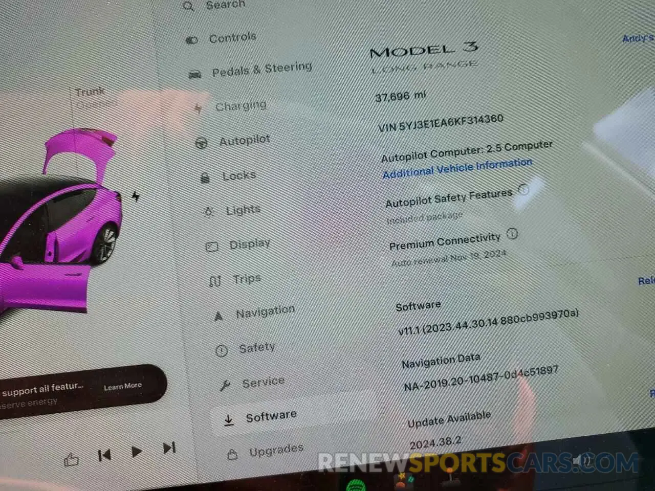 9 Photograph of a damaged car 5YJ3E1EA6KF314360 TESLA MODEL 3 2019