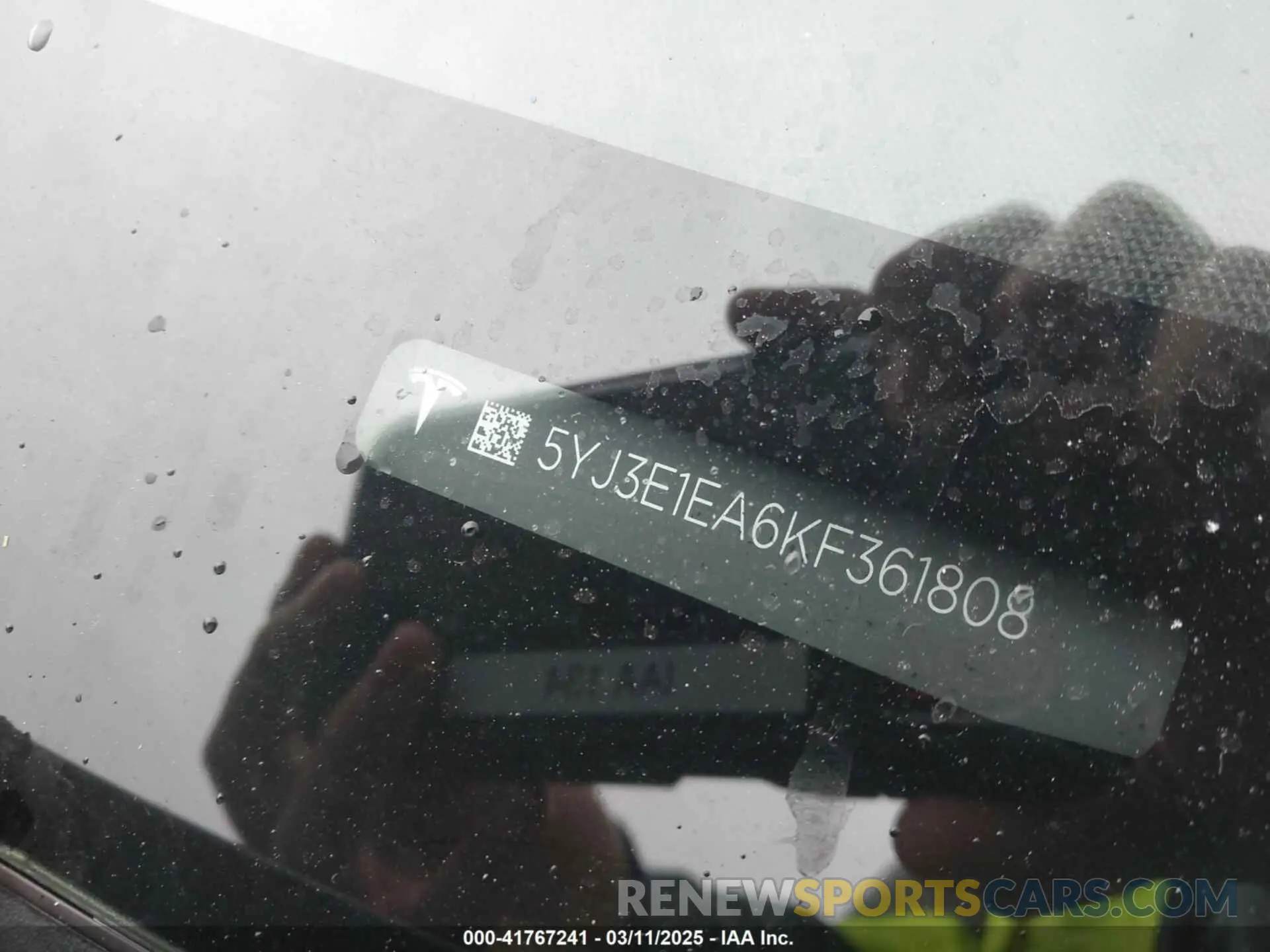 9 Фотография поврежденного автомобиля 5YJ3E1EA6KF361808 TESLA MODEL 3 2019