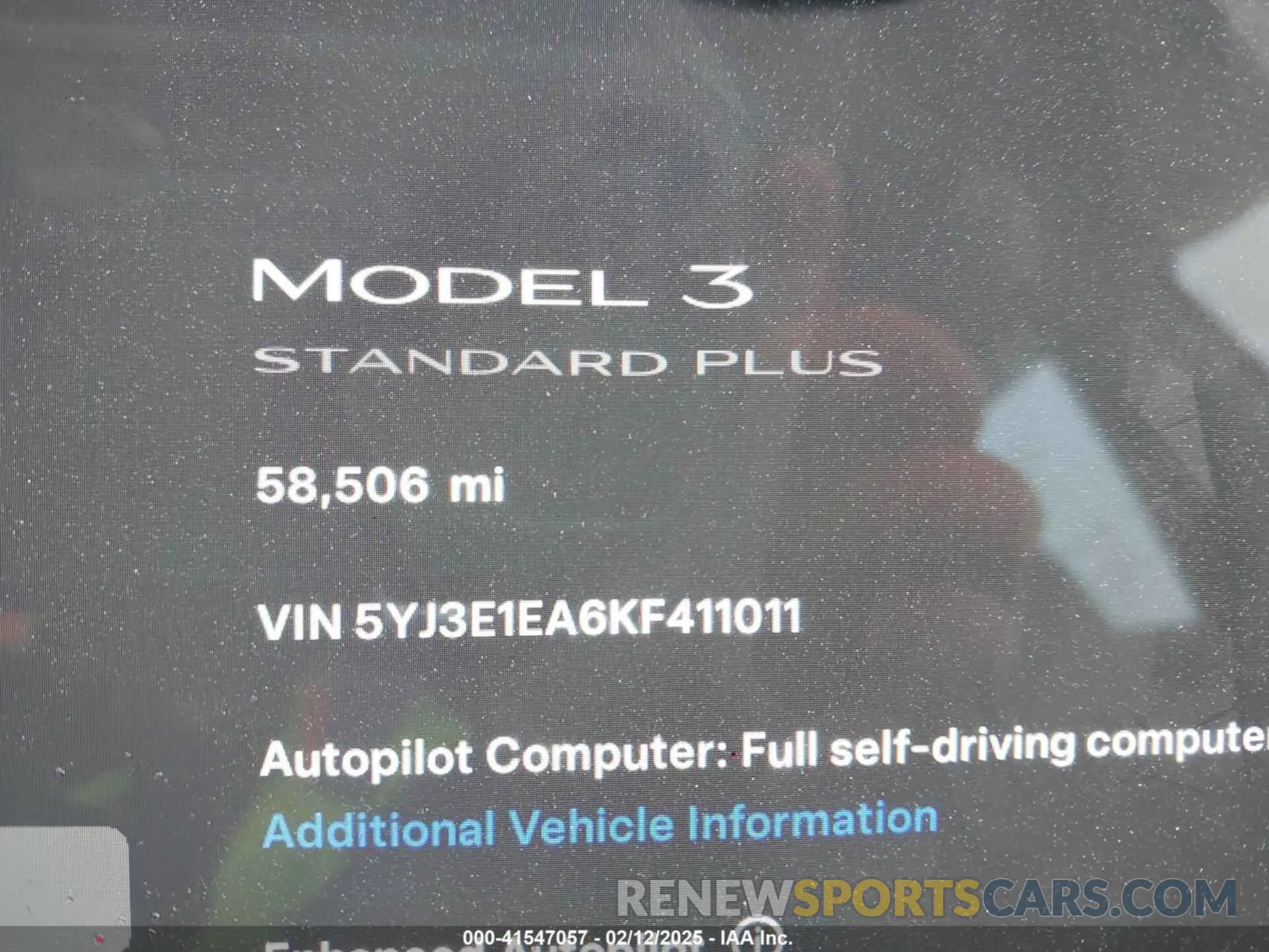 7 Photograph of a damaged car 5YJ3E1EA6KF411011 TESLA MODEL 3 2019