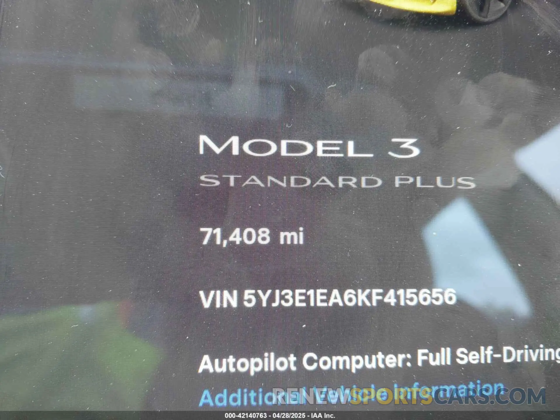 16 Фотография поврежденного автомобиля 5YJ3E1EA6KF415656 TESLA MODEL 3 2019