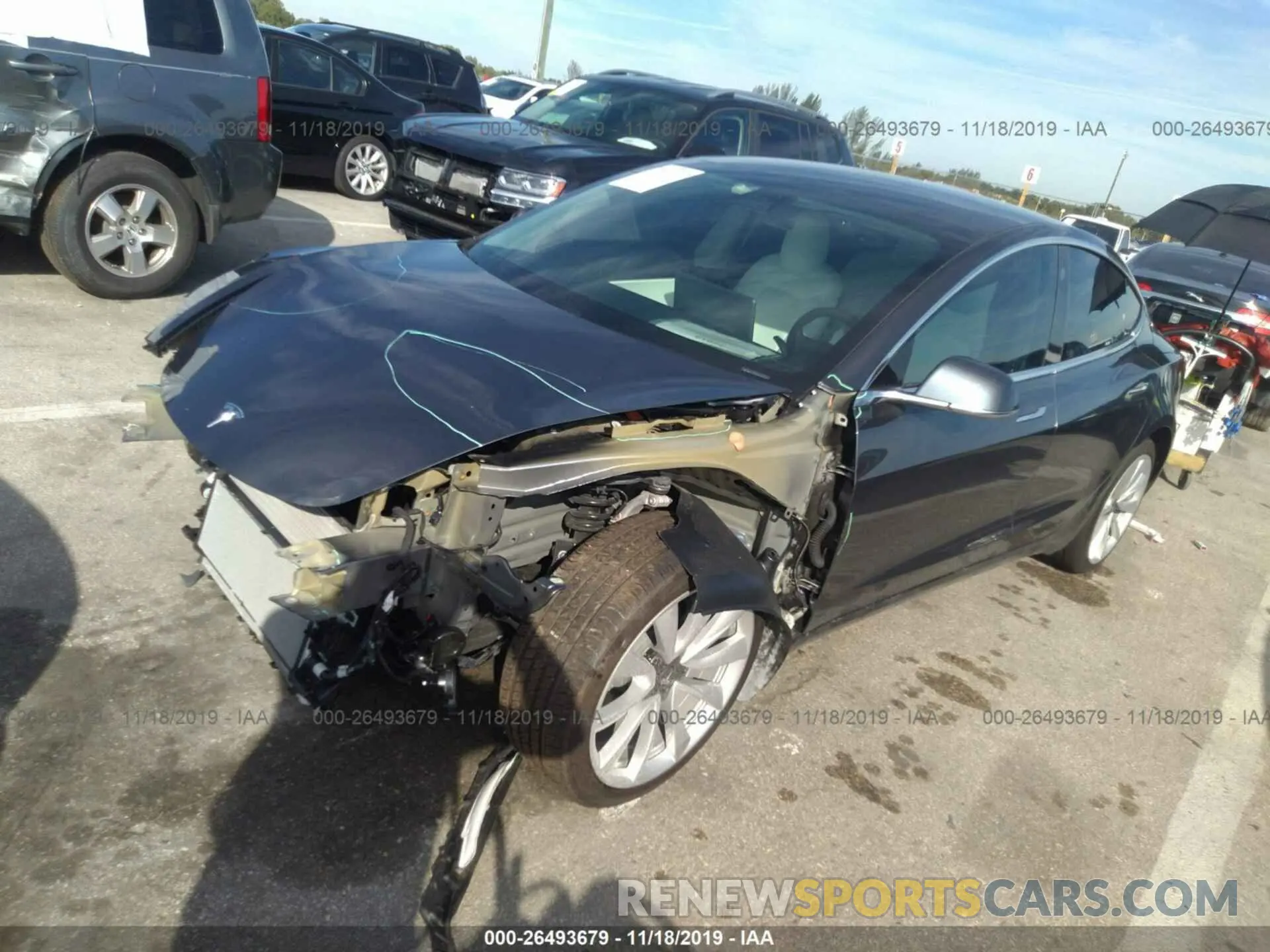 2 Photograph of a damaged car 5YJ3E1EA7KF312732 TESLA MODEL 3 2019
