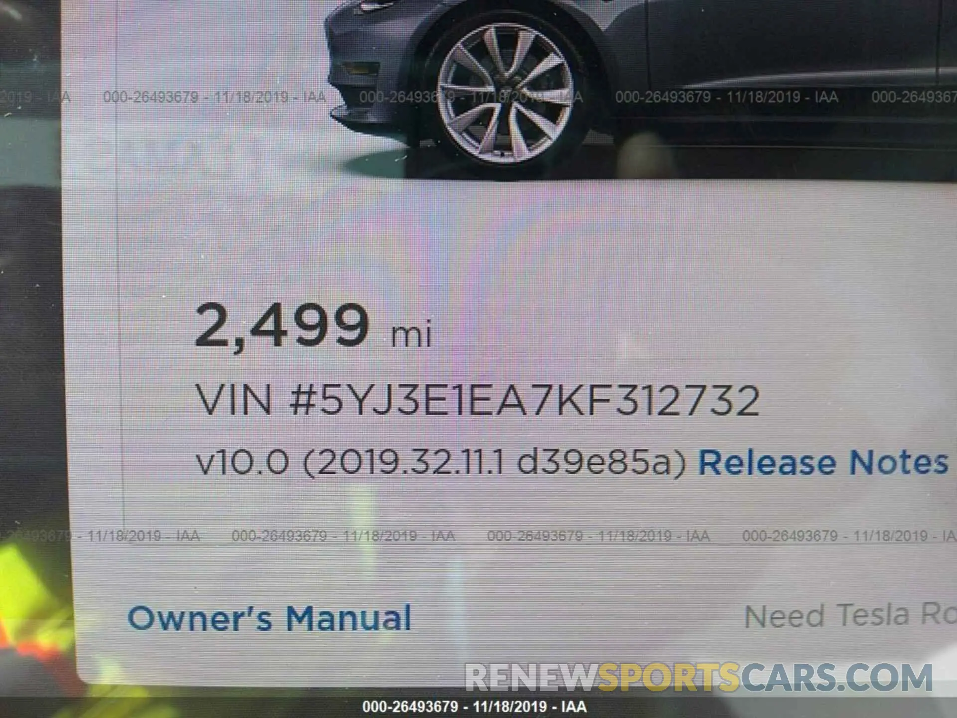 7 Photograph of a damaged car 5YJ3E1EA7KF312732 TESLA MODEL 3 2019