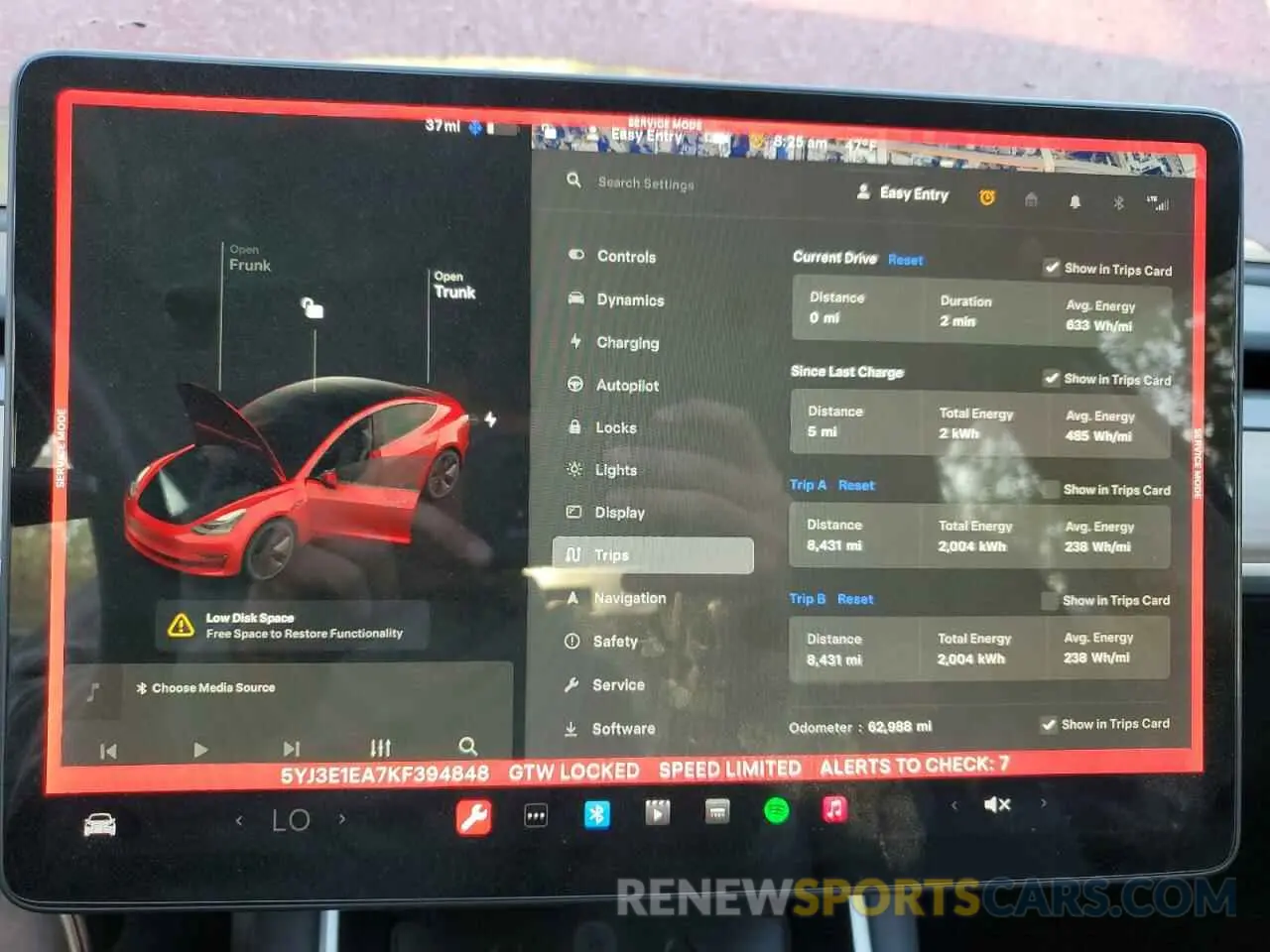 9 Photograph of a damaged car 5YJ3E1EA7KF394848 TESLA MODEL 3 2019
