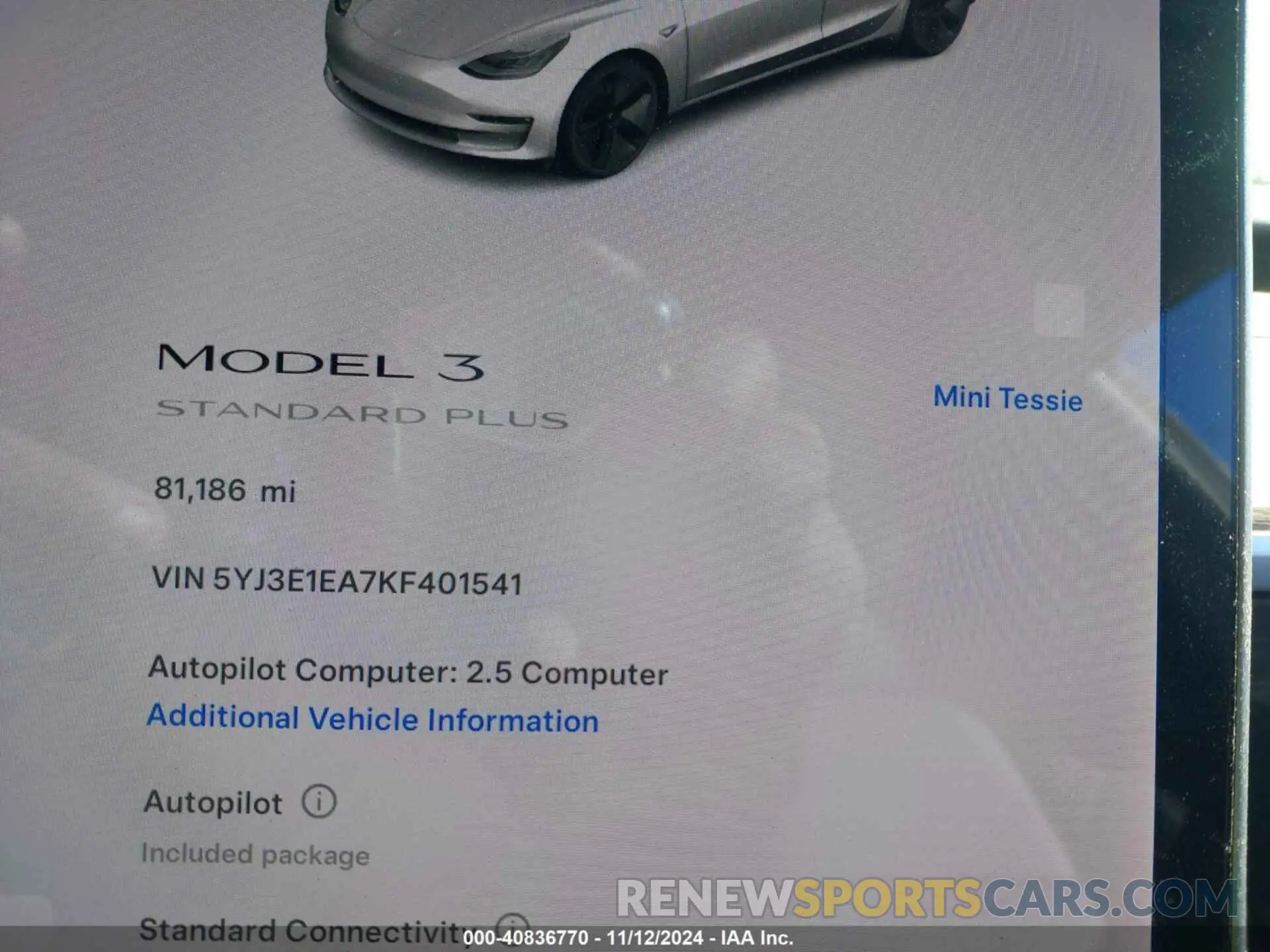 7 Photograph of a damaged car 5YJ3E1EA7KF401541 TESLA MODEL 3 2019