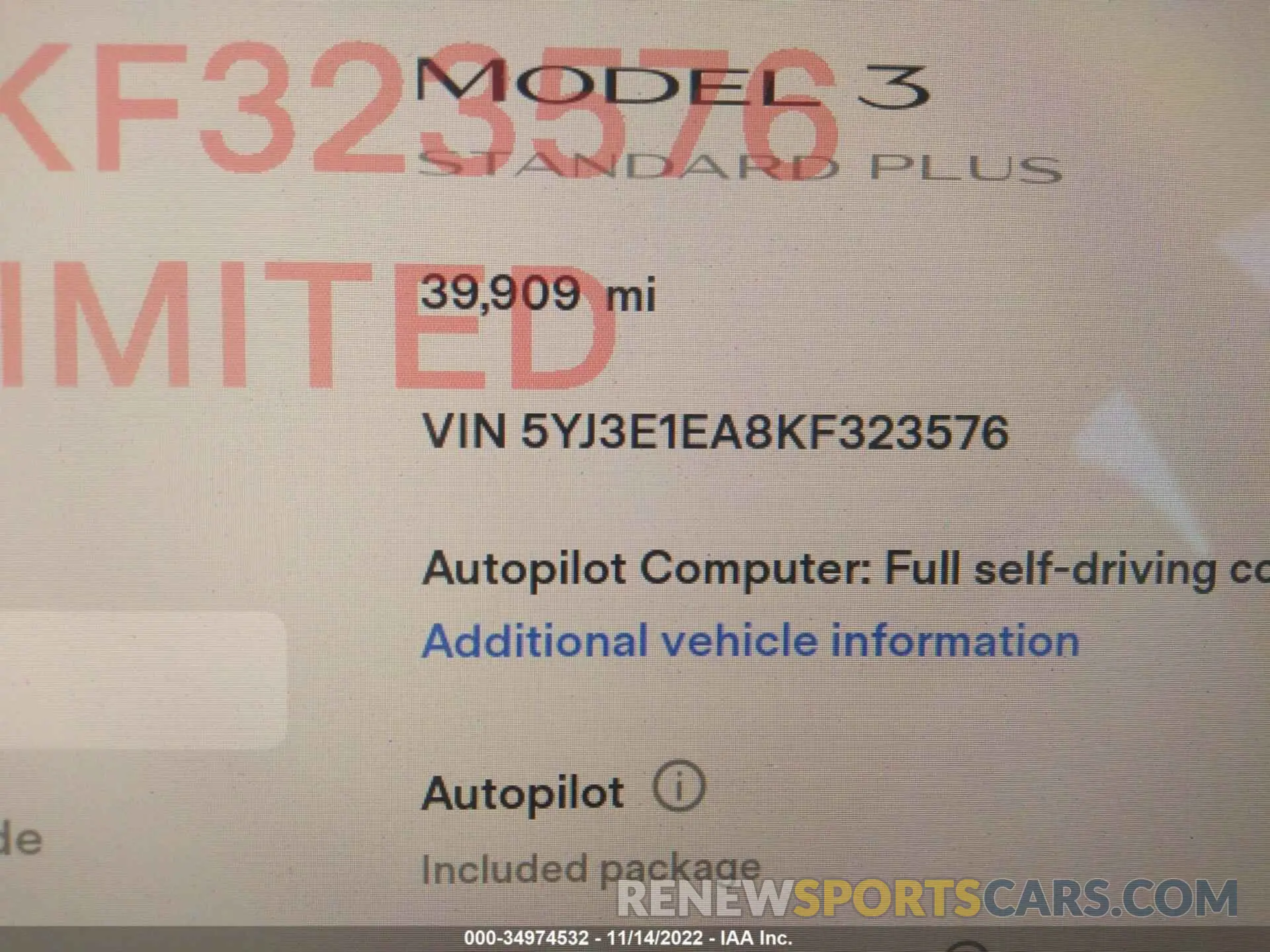 7 Photograph of a damaged car 5YJ3E1EA8KF323576 TESLA MODEL 3 2019