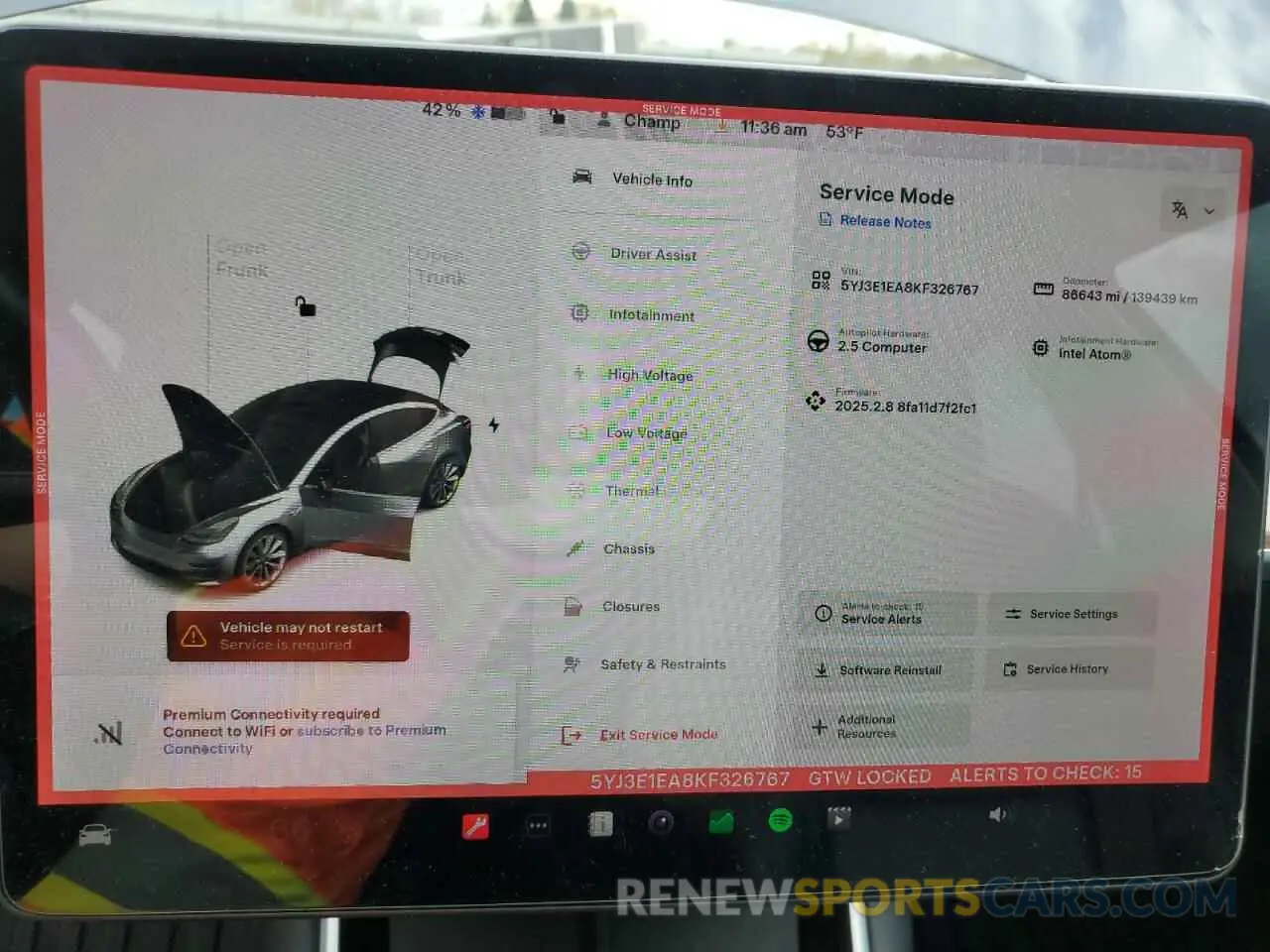 9 Photograph of a damaged car 5YJ3E1EA8KF326767 TESLA MODEL 3 2019