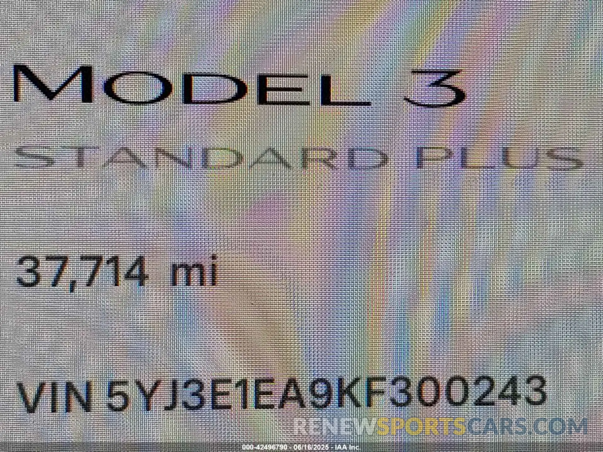 14 Фотография поврежденного автомобиля 5YJ3E1EA9KF300243 TESLA MODEL 3 2019