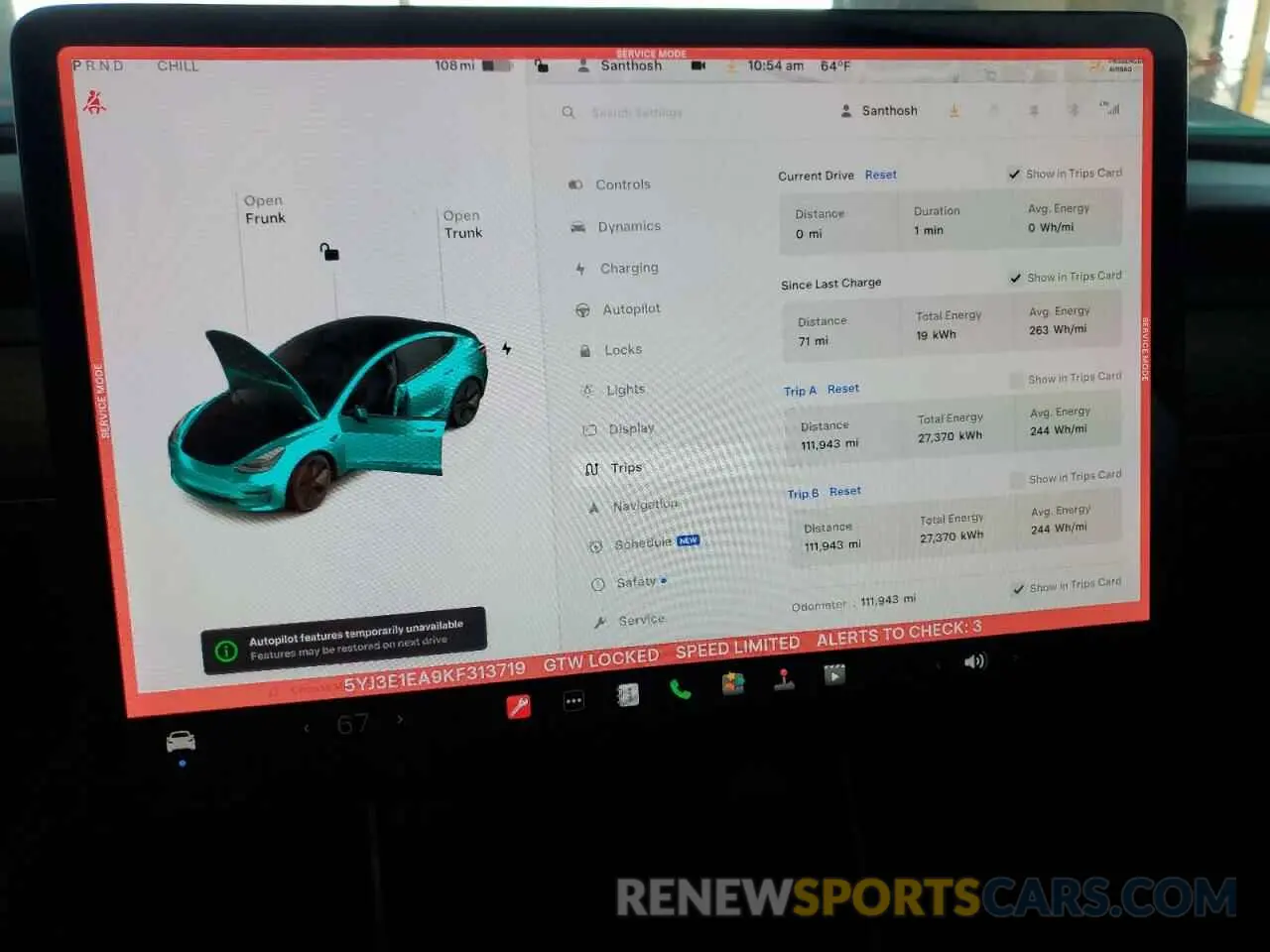 9 Photograph of a damaged car 5YJ3E1EA9KF313719 TESLA MODEL 3 2019
