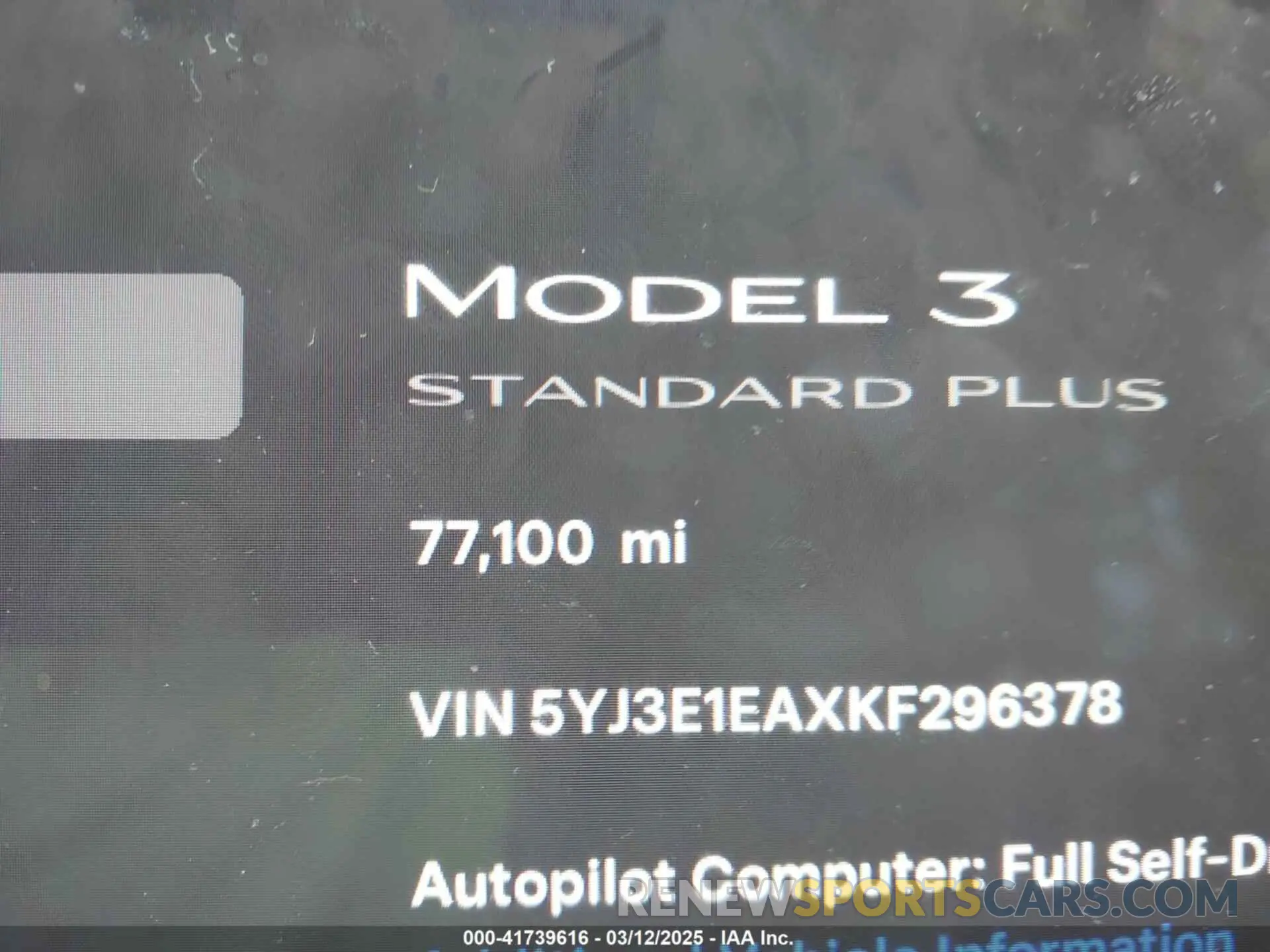 7 Фотография поврежденного автомобиля 5YJ3E1EAXKF296378 TESLA MODEL 3 2019