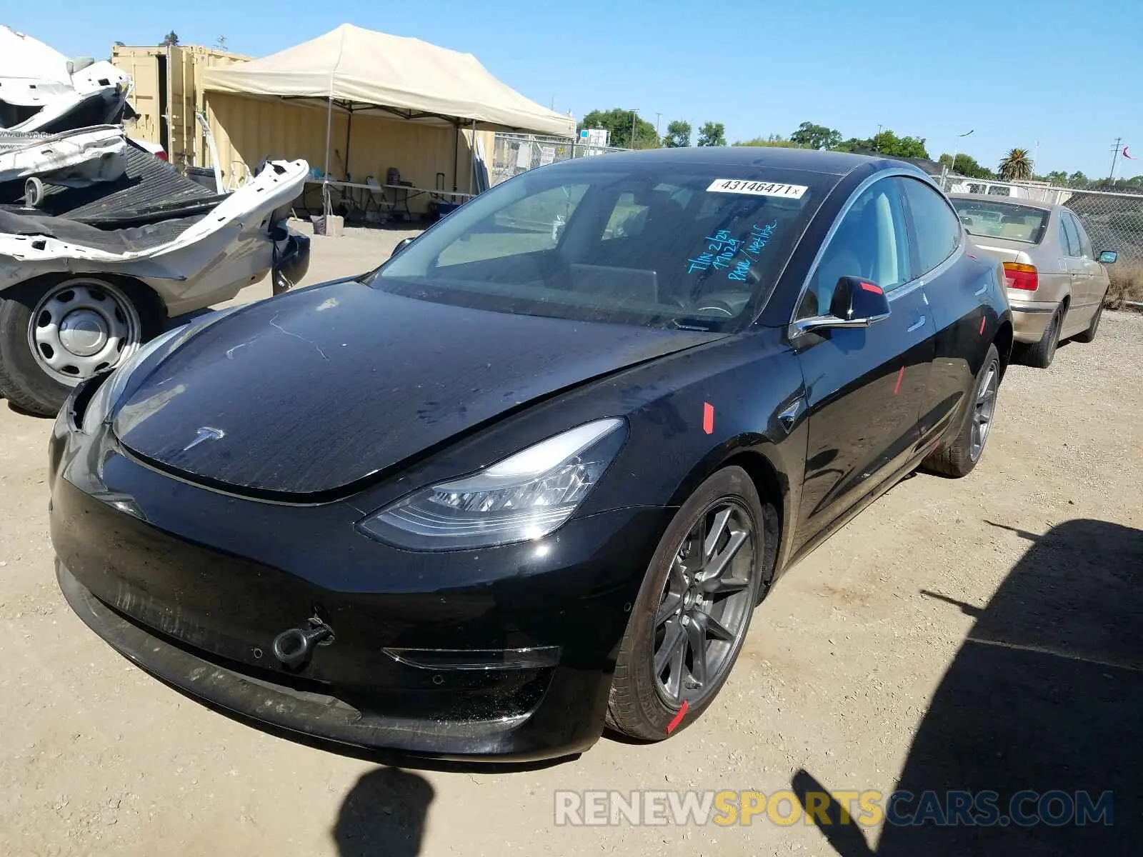 2 Photograph of a damaged car 5YJ3E1EAXKF485757 TESLA MODEL 3 2019