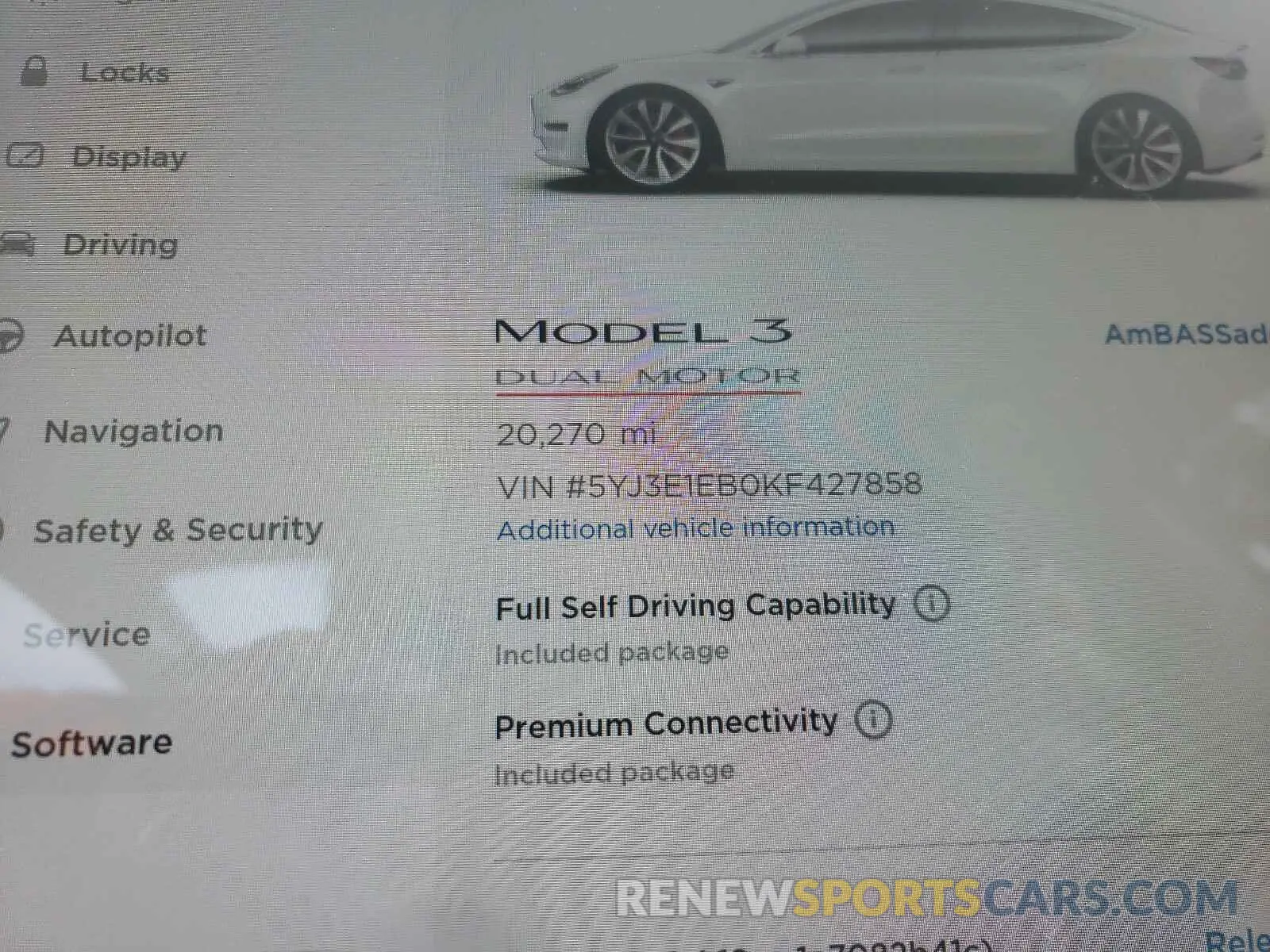 8 Photograph of a damaged car 5YJ3E1EB0KF427858 TESLA MODEL 3 2019