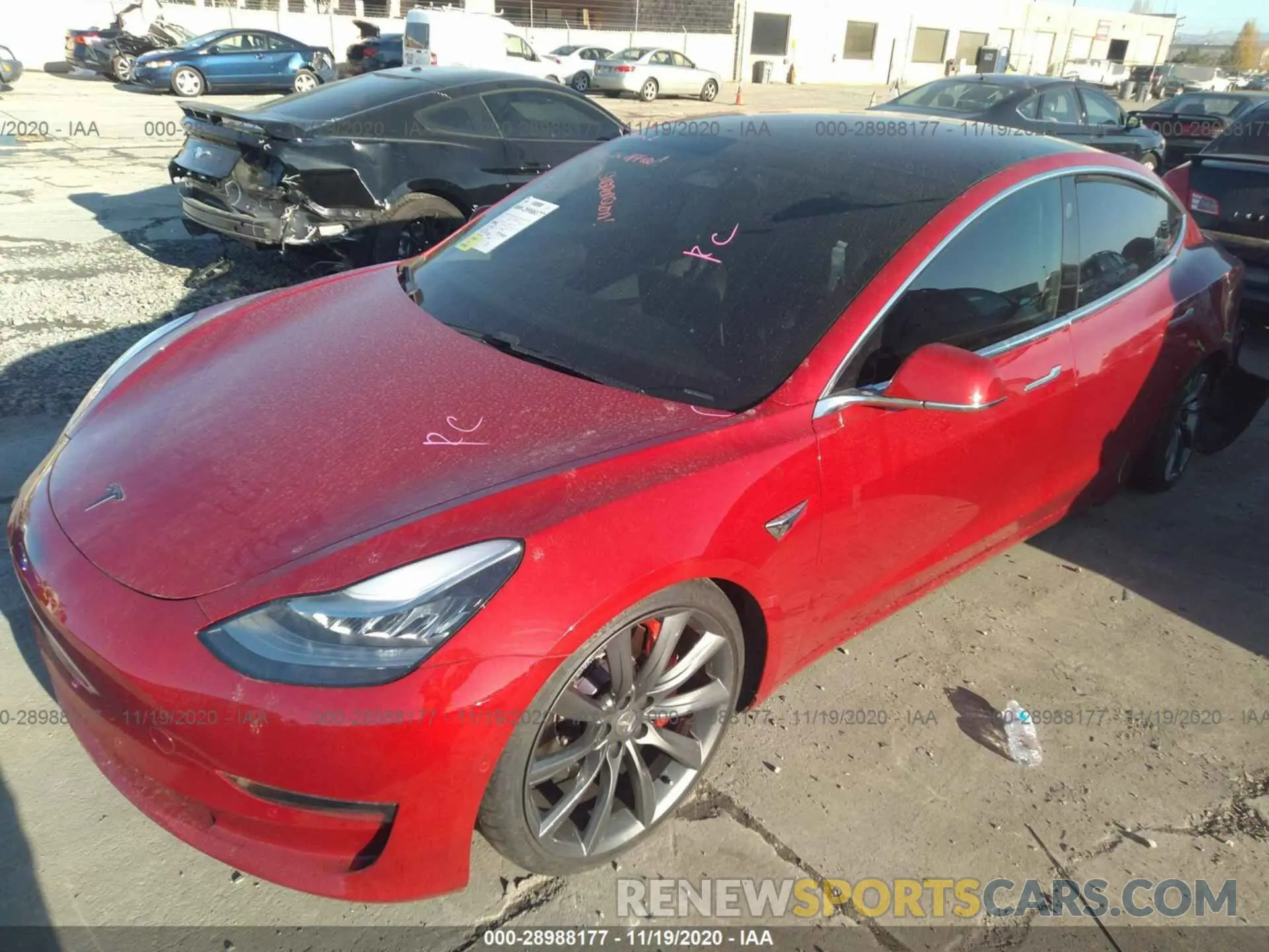 2 Photograph of a damaged car 5YJ3E1EB0KF470029 TESLA MODEL 3 2019