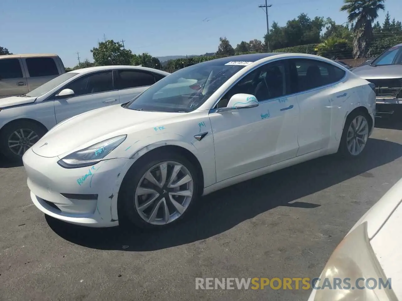 1 Photograph of a damaged car 5YJ3E1EB1KF192046 TESLA MODEL 3 2019