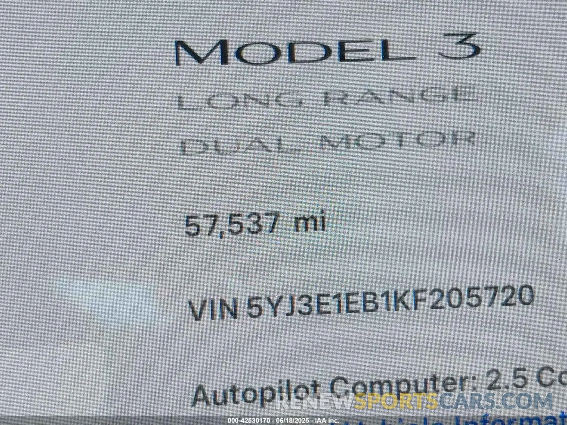 16 Photograph of a damaged car 5YJ3E1EB1KF205720 TESLA MODEL 3 2019