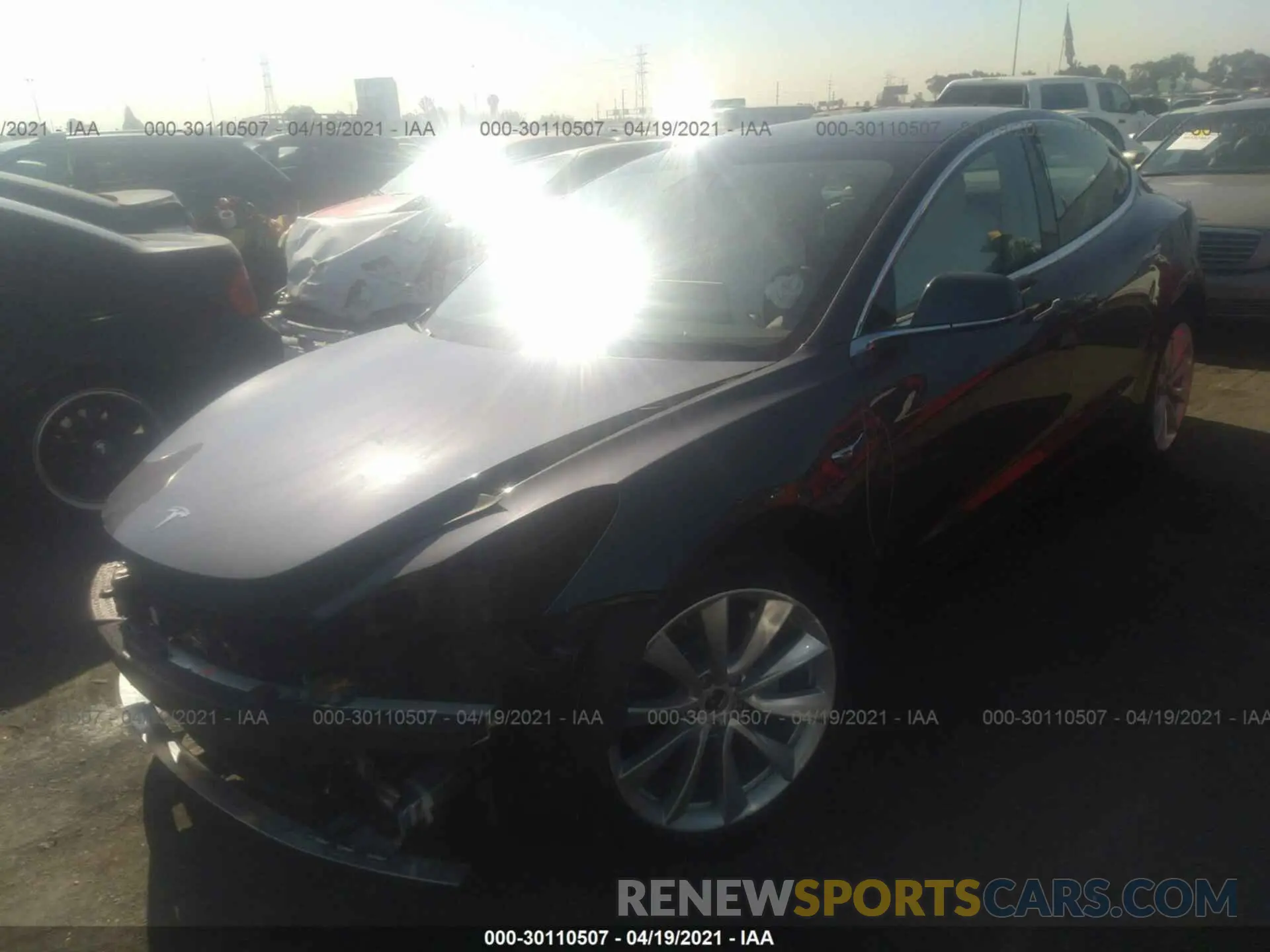 2 Photograph of a damaged car 5YJ3E1EB1KF391727 TESLA MODEL 3 2019