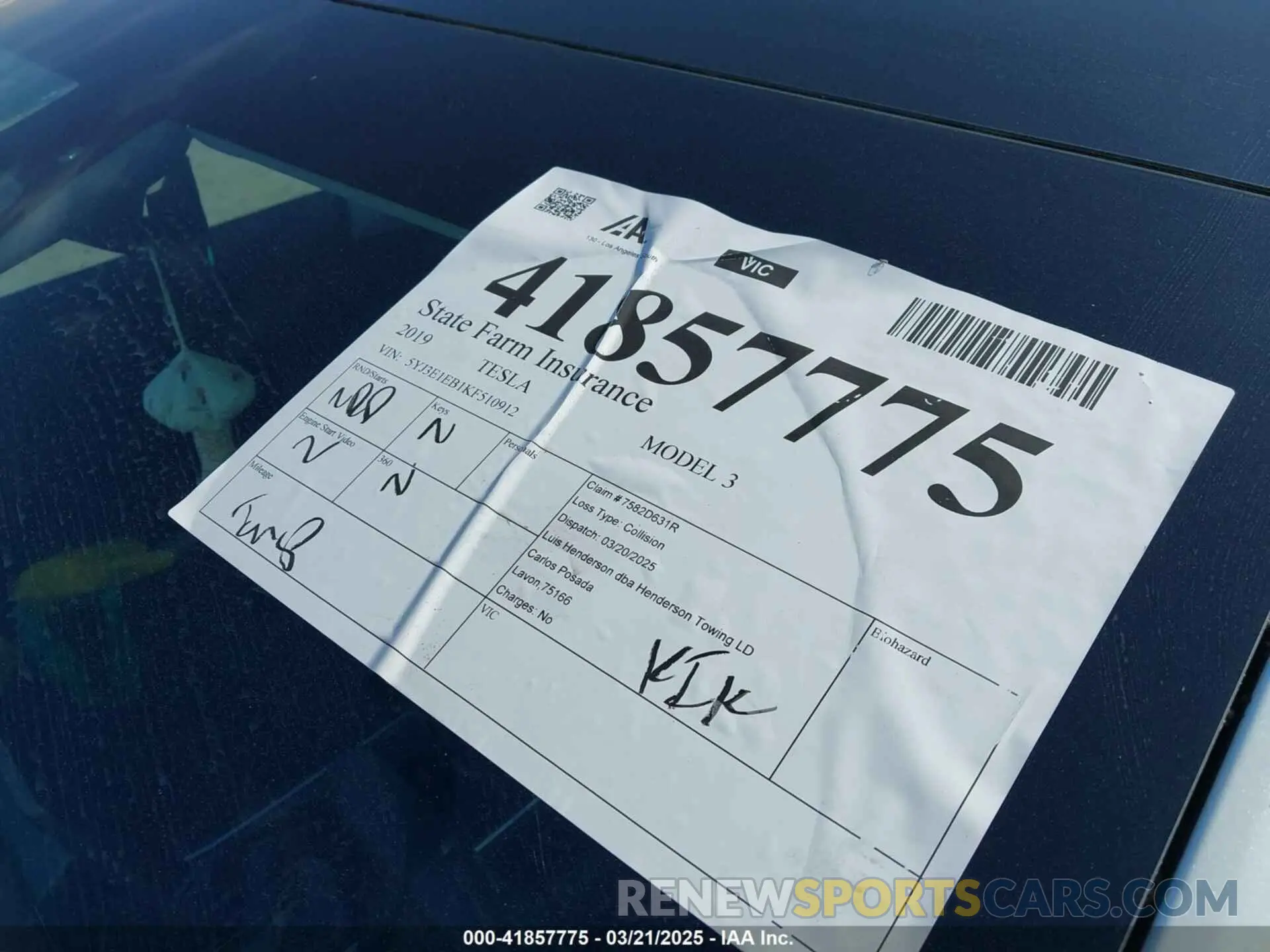 18 Фотография поврежденного автомобиля 5YJ3E1EB1KF510912 TESLA MODEL 3 2019