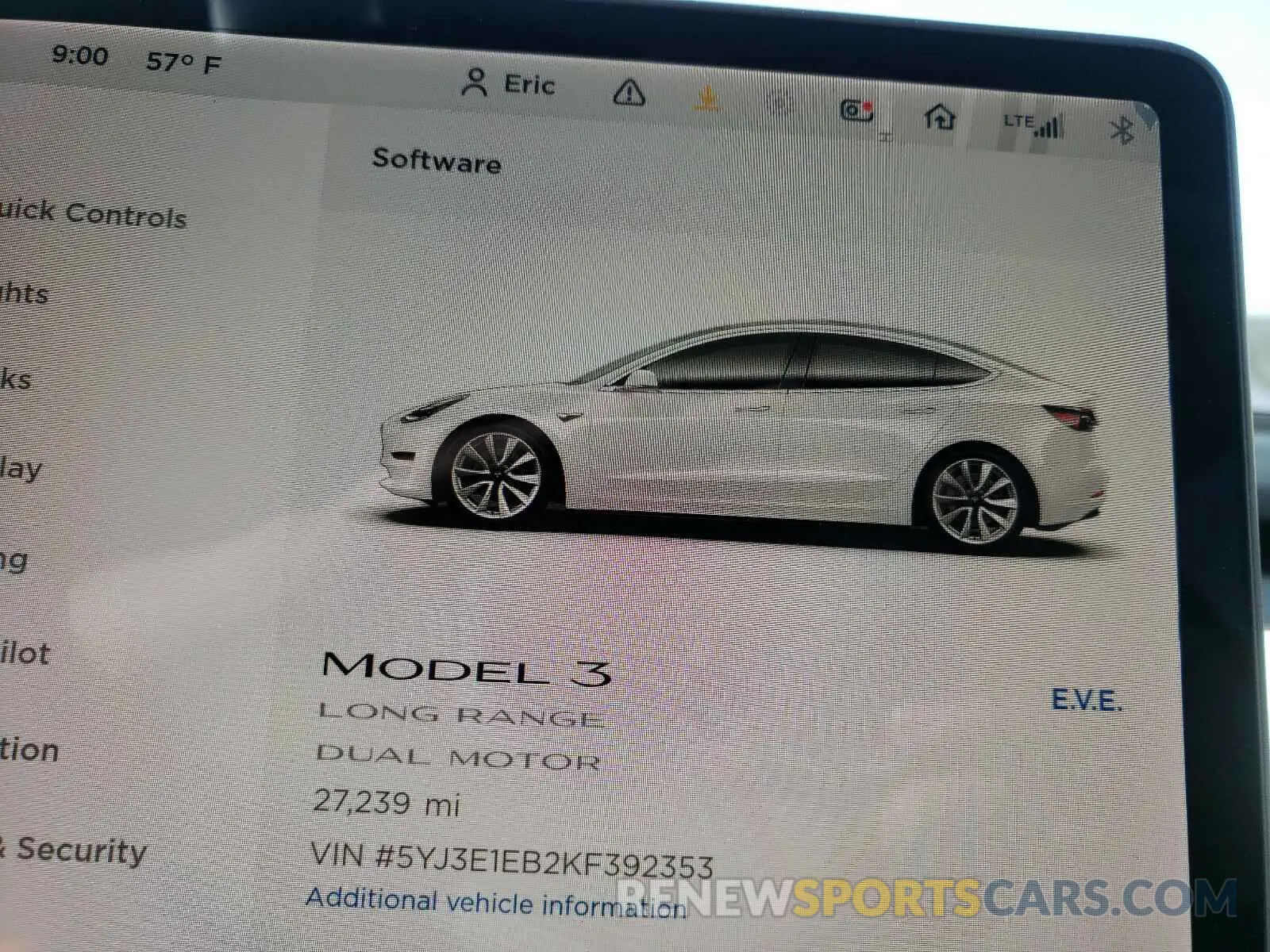 8 Photograph of a damaged car 5YJ3E1EB2KF392353 TESLA MODEL 3 2019